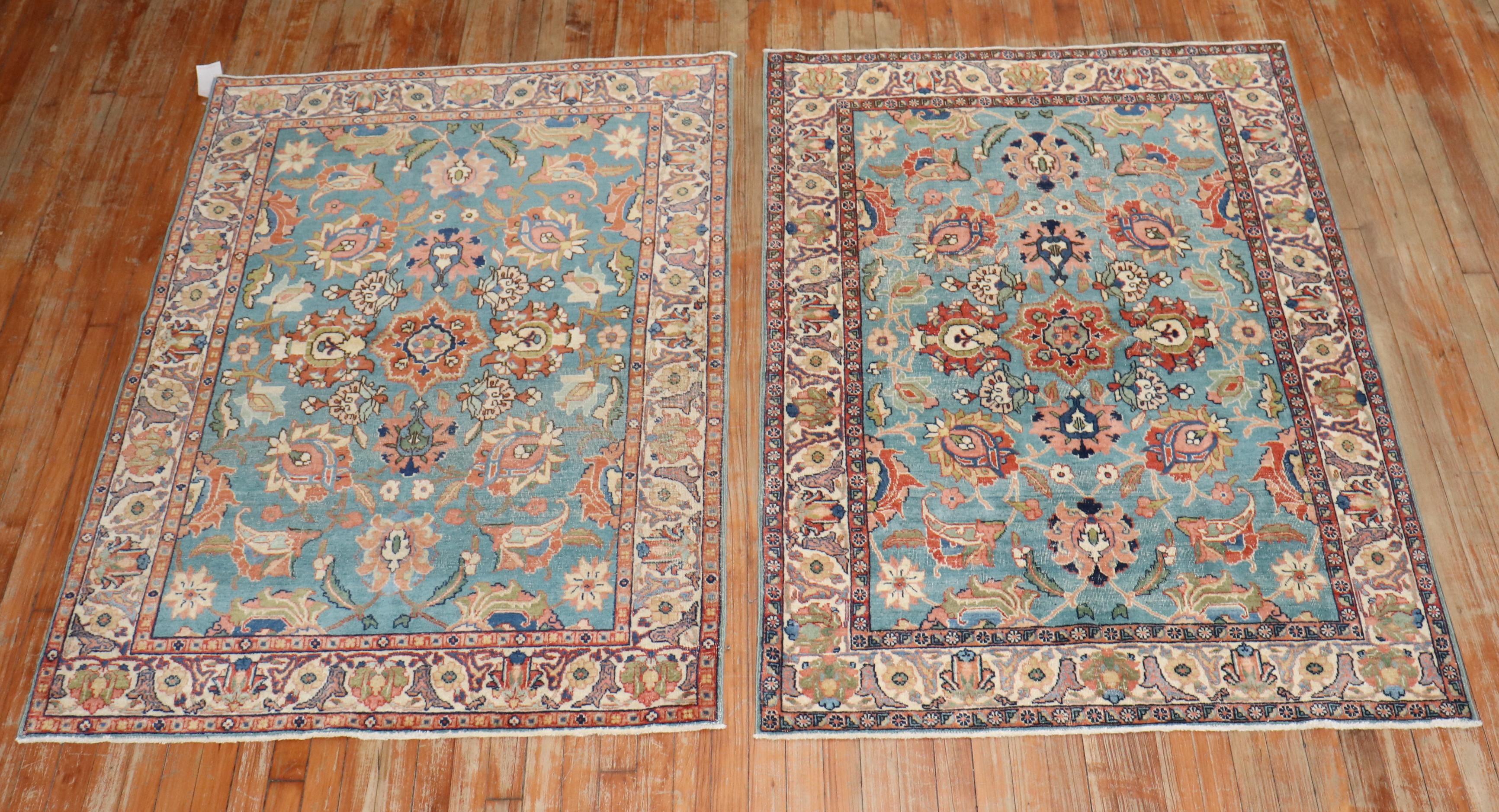 Zabihi Collection Pair of Antique Persian Tabriz Rugs For Sale 12