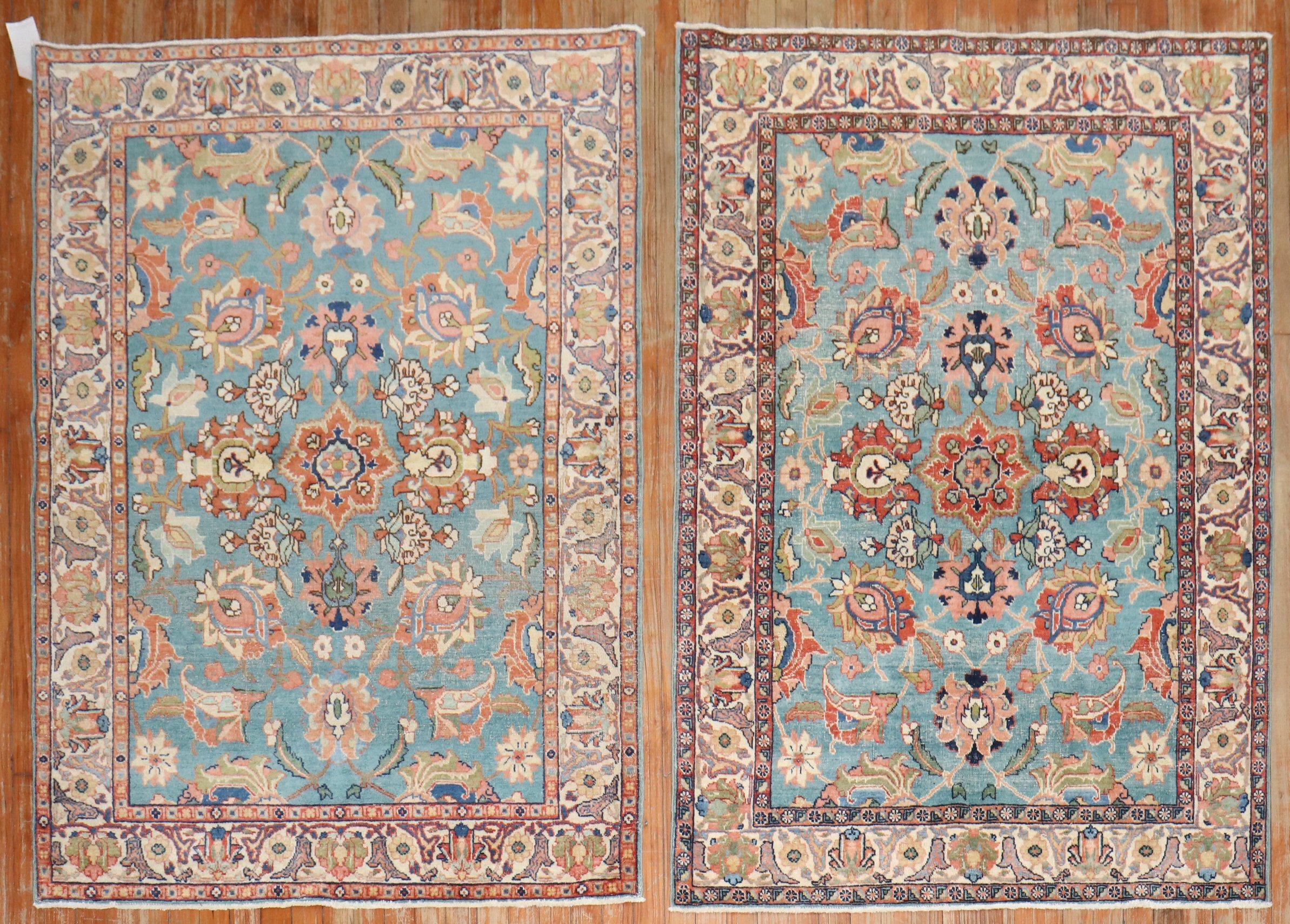 Zabihi Collection Pair of Antique Persian Tabriz Rugs For Sale 13