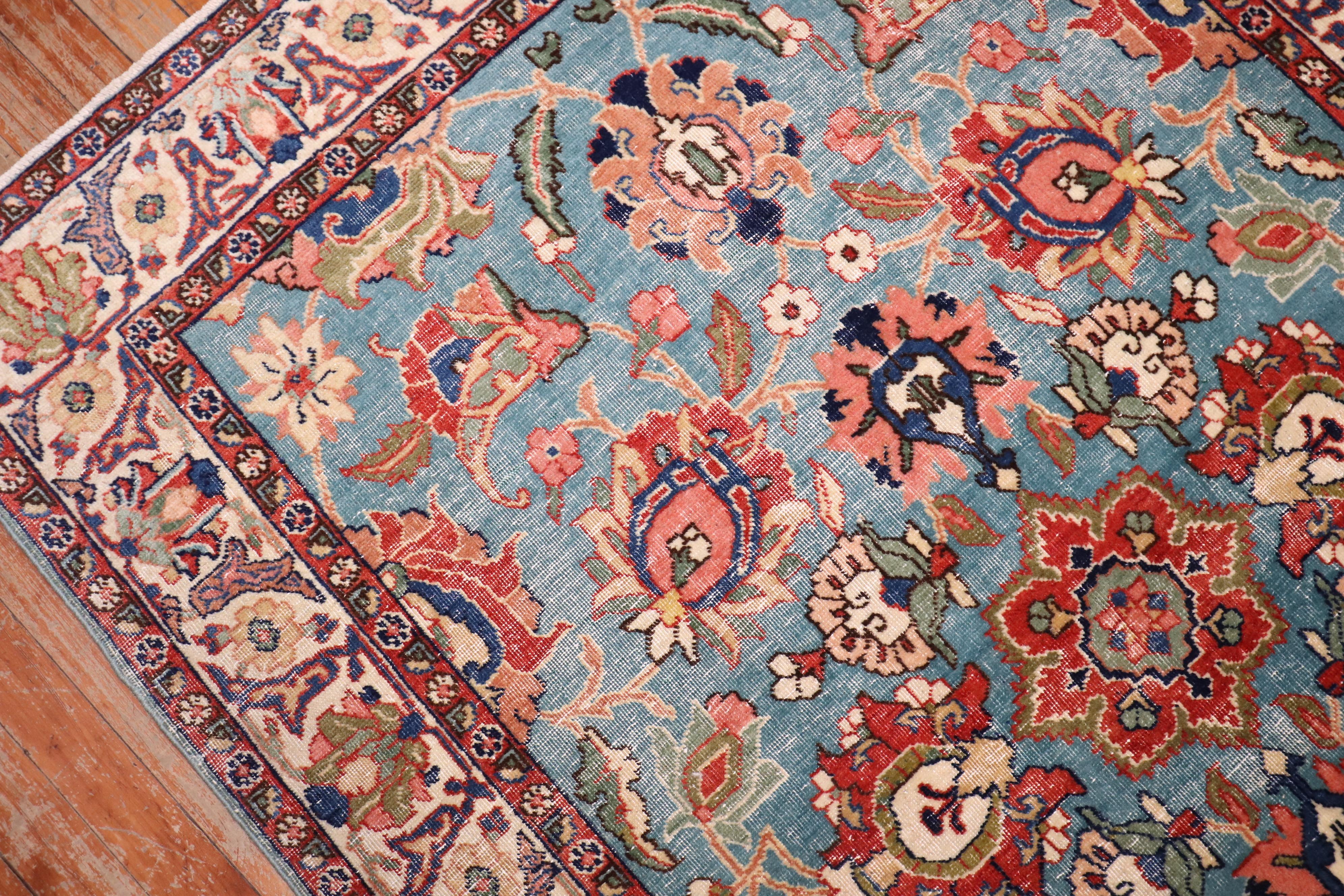 Hand-Woven Zabihi Collection Pair of Antique Persian Tabriz Rugs For Sale