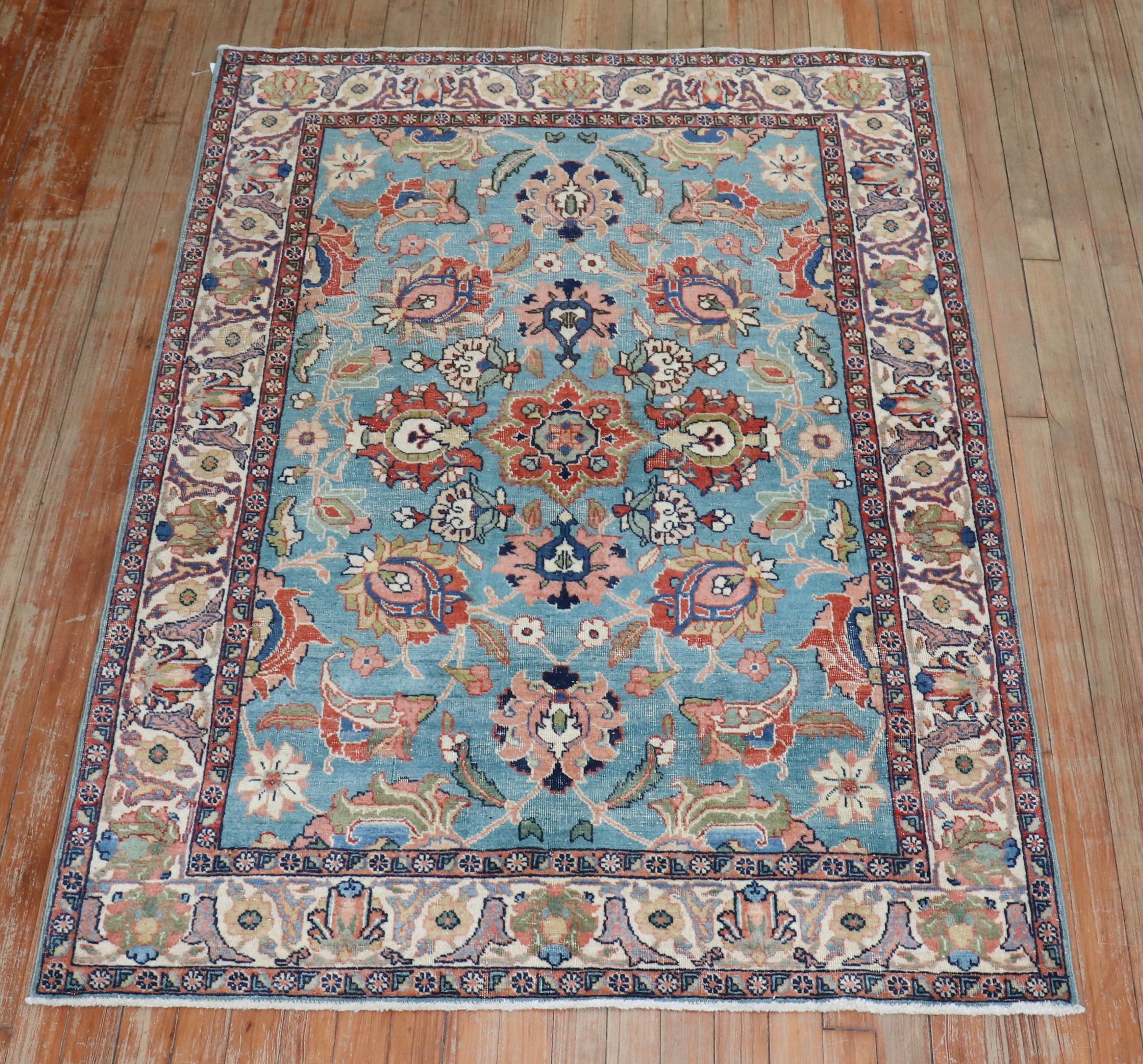 Zabihi Collection Pair of Antique Persian Tabriz Rugs For Sale 3