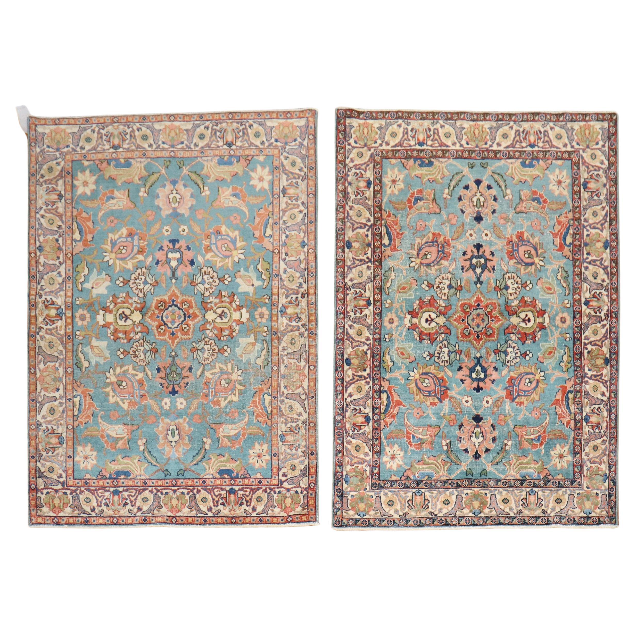 Zabihi Collection Pair of Antique Persian Tabriz Rugs For Sale