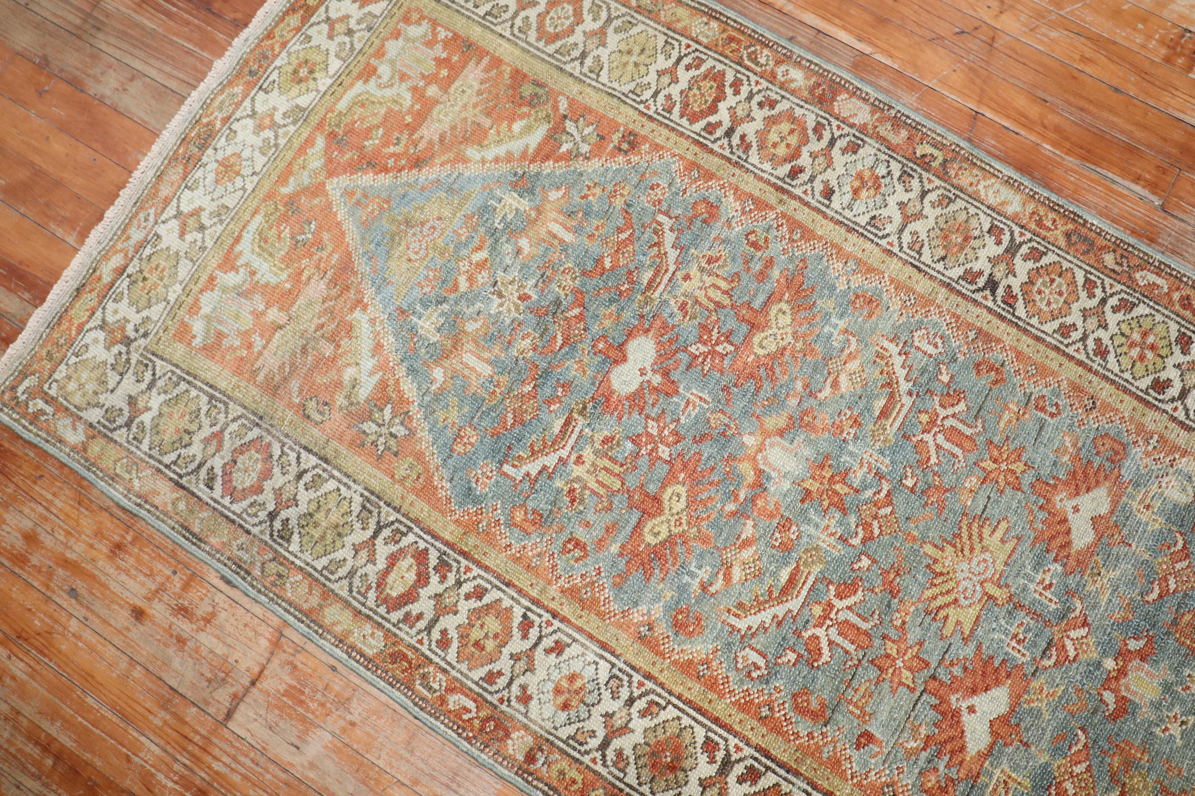 A pair of warm color Persian Malayers from the early 20th Century

Measure: 2'10'' x 12'10'' and 2'11'' x 12'10'' respectively.

