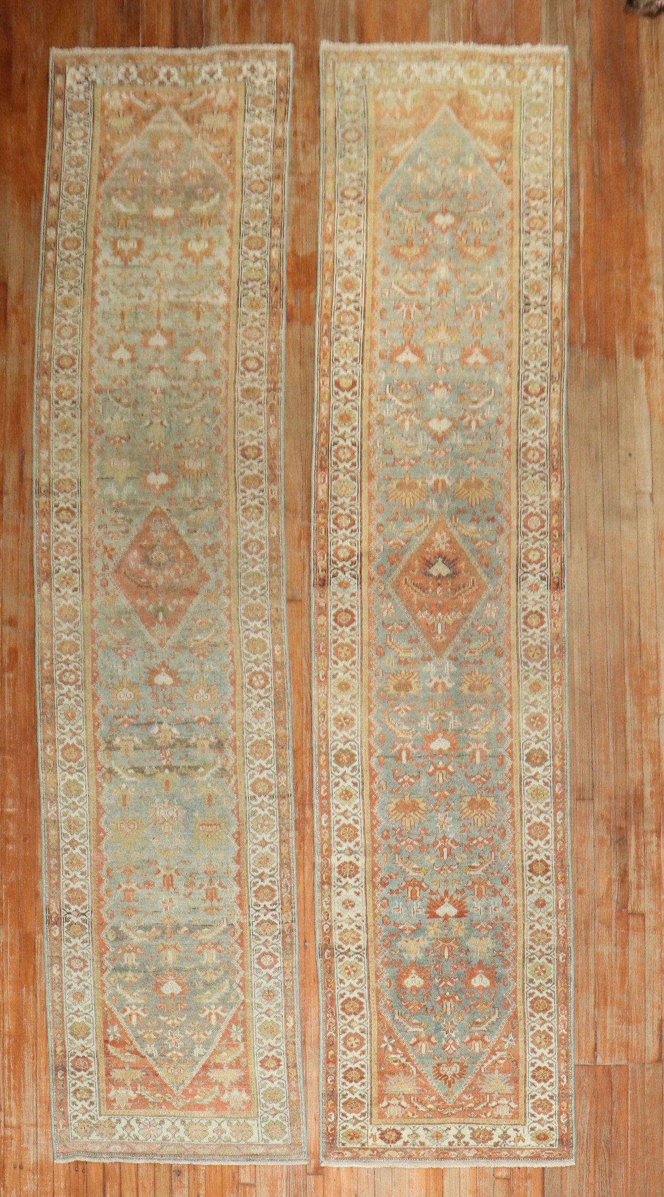 20th Century Zabihi Collection Pair of Persian Antique Runners For Sale