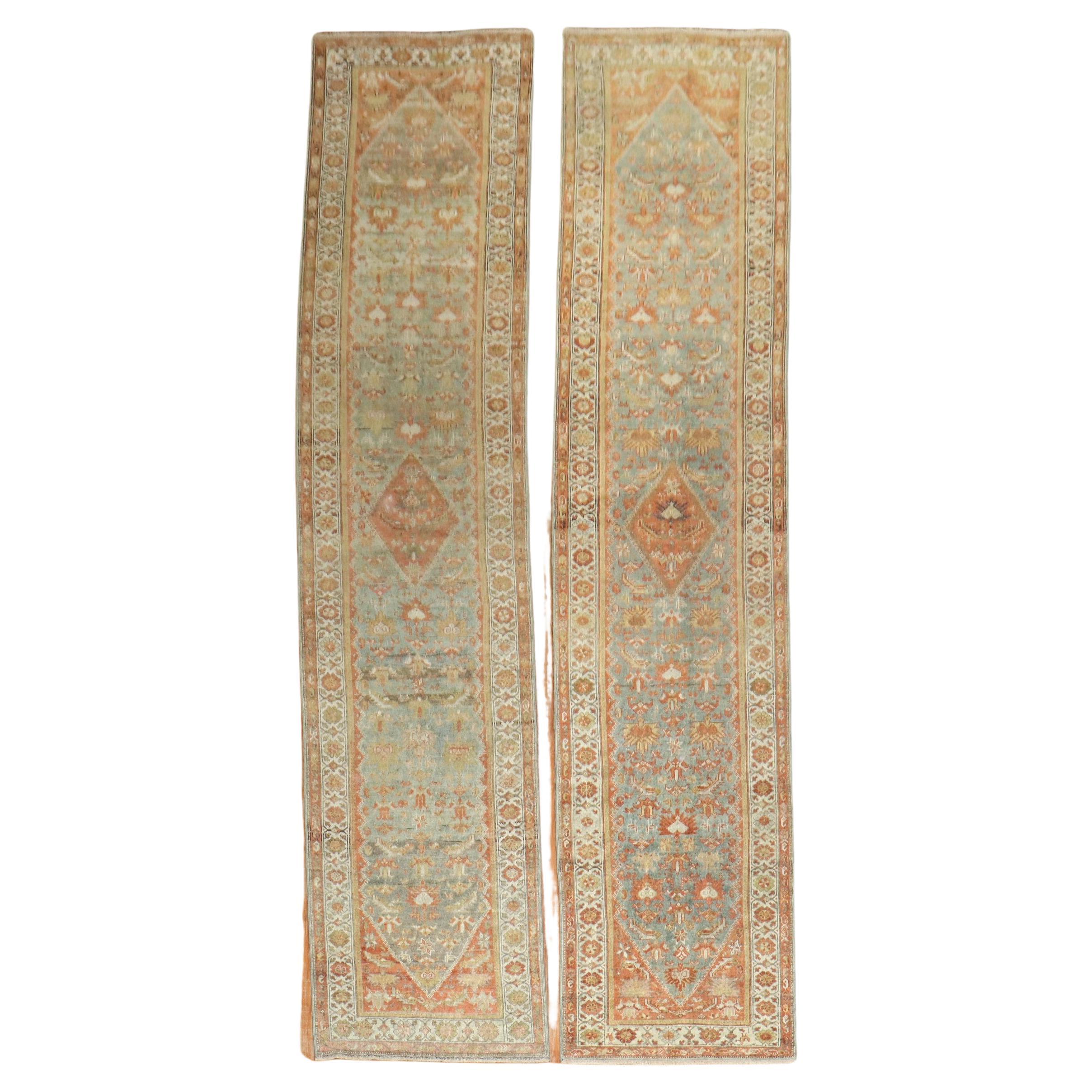 Zabihi Collection Pair of Persian Antique Runners For Sale