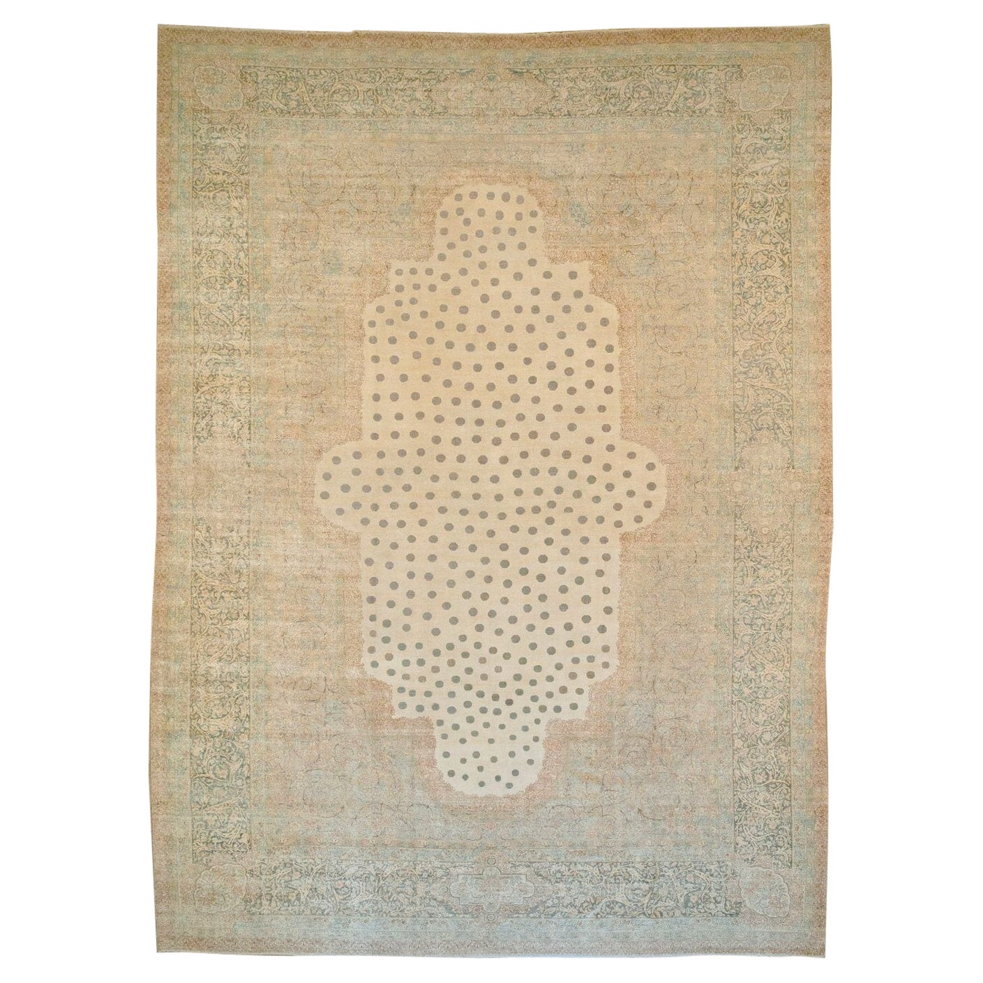 Colección Zabihi Alfombra Palace Tamaño Antiguo Kerman Blanco Verde en venta