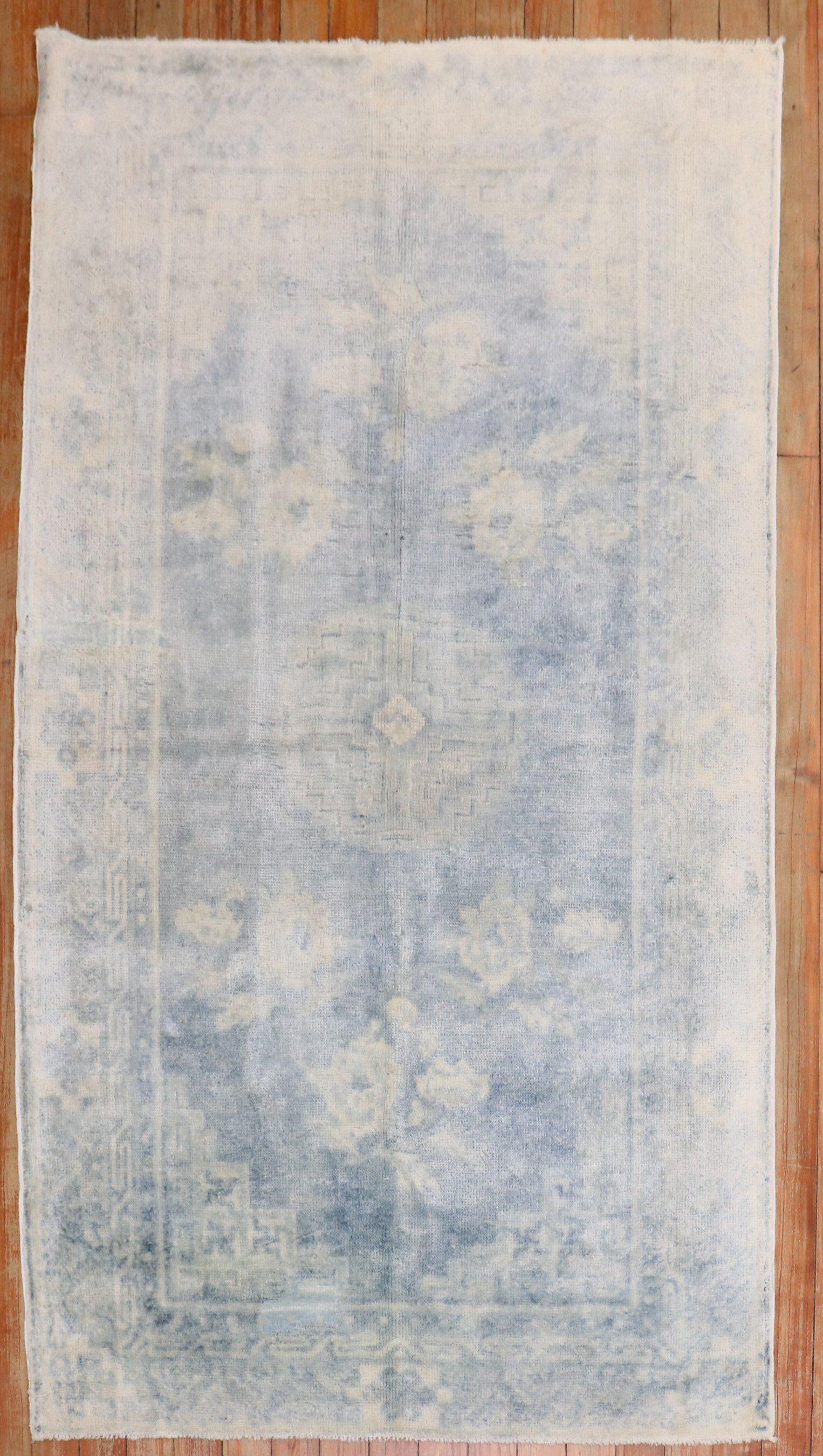 Hand-Woven Zabihi Collection Pale Blue Early 20th Century Chinese Rug For Sale