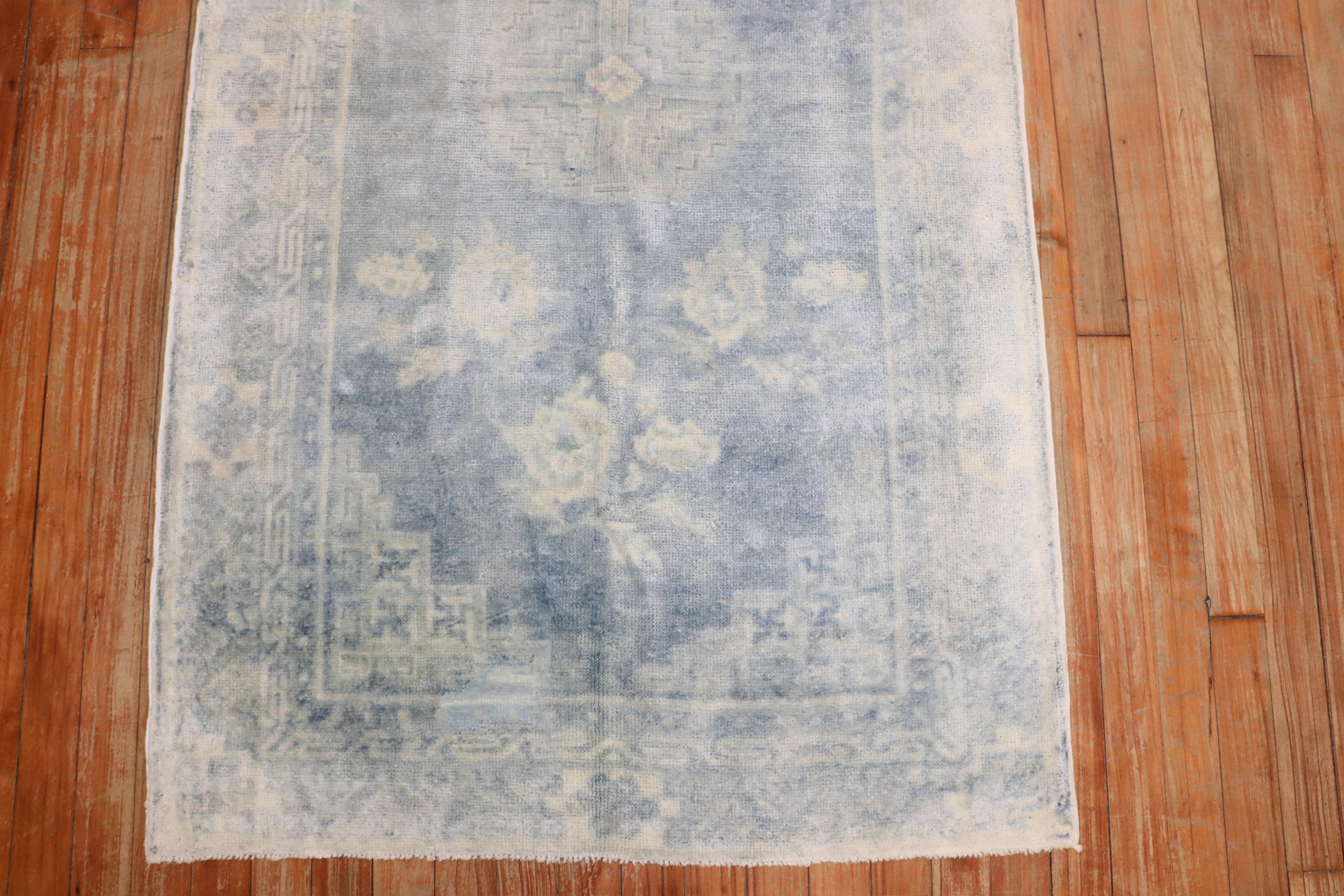 Wool Zabihi Collection Pale Blue Early 20th Century Chinese Rug For Sale