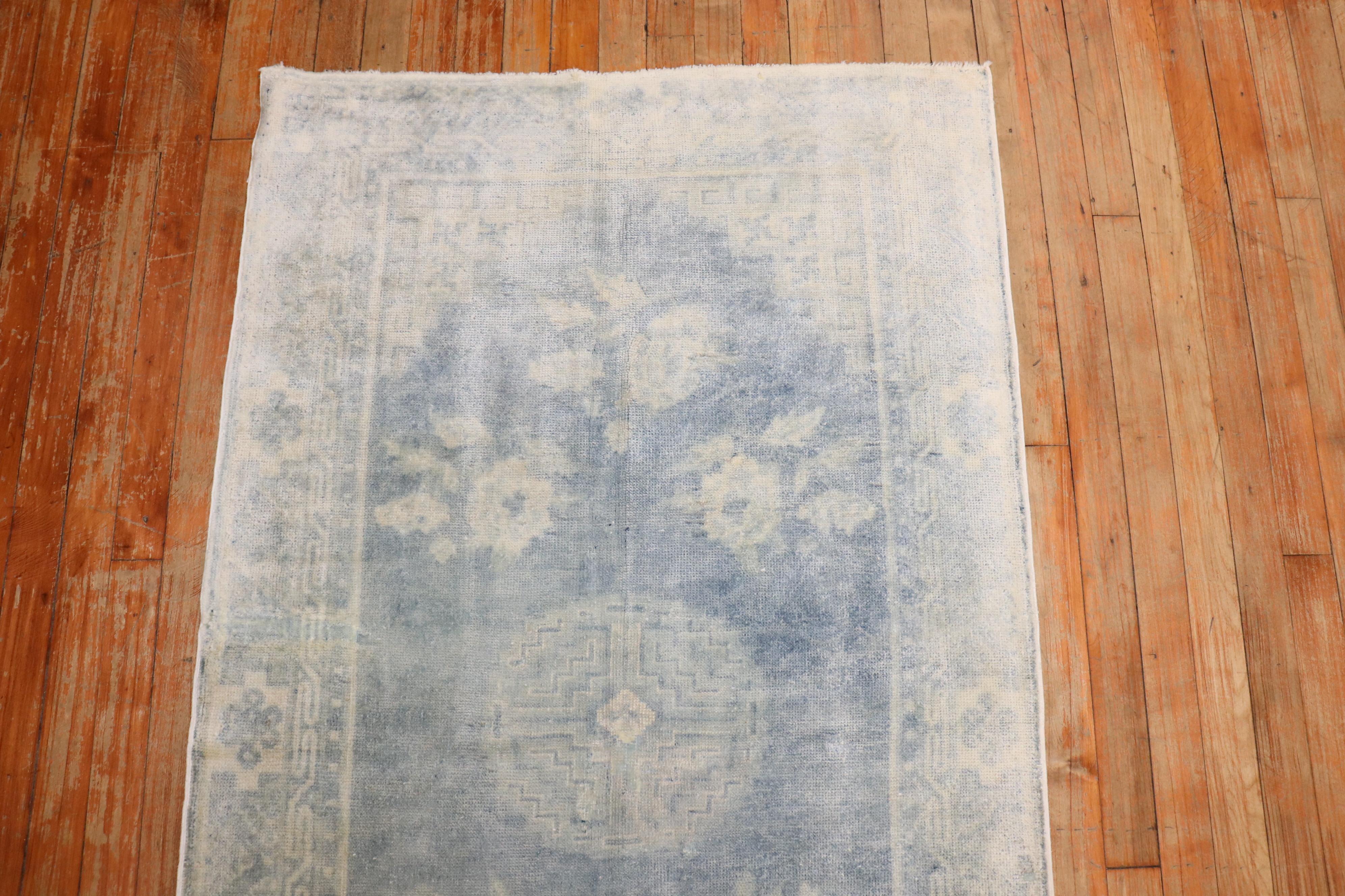 Zabihi Collection Pale Blue Early 20th Century Chinese Rug For Sale 2