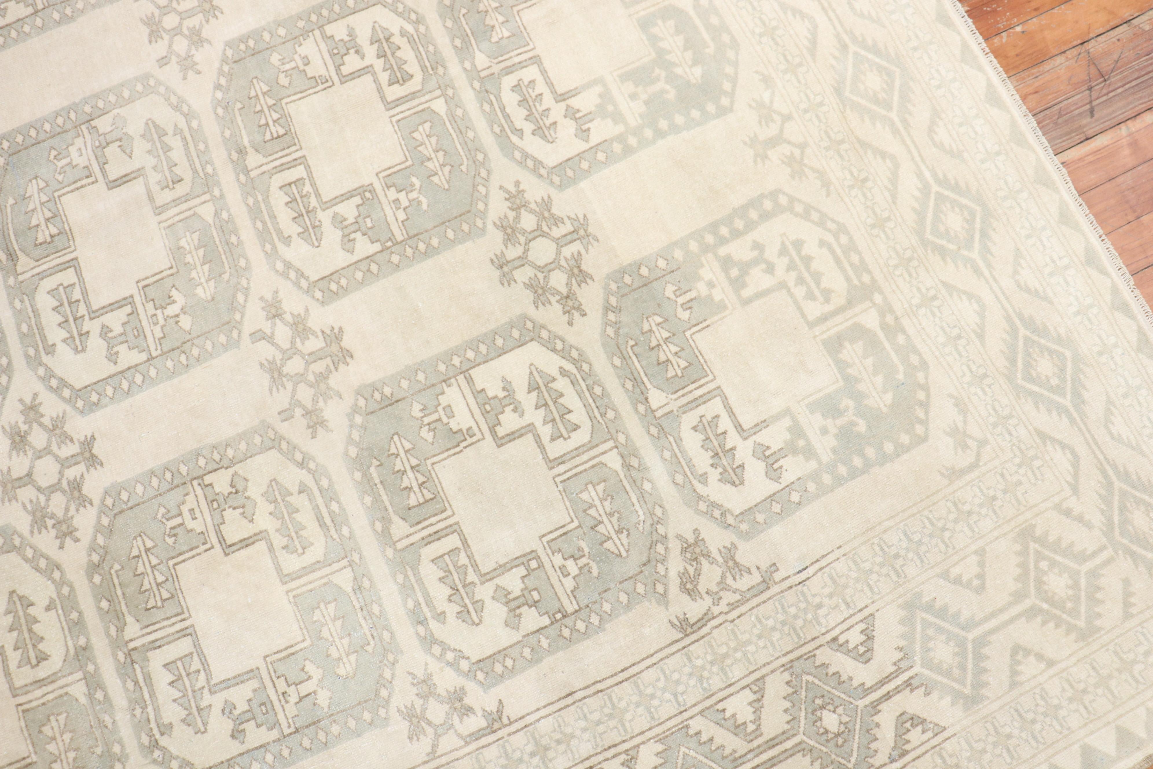 20ième siècle Collectional Pale Square Afghan Ersari Tapis Zabihi en vente