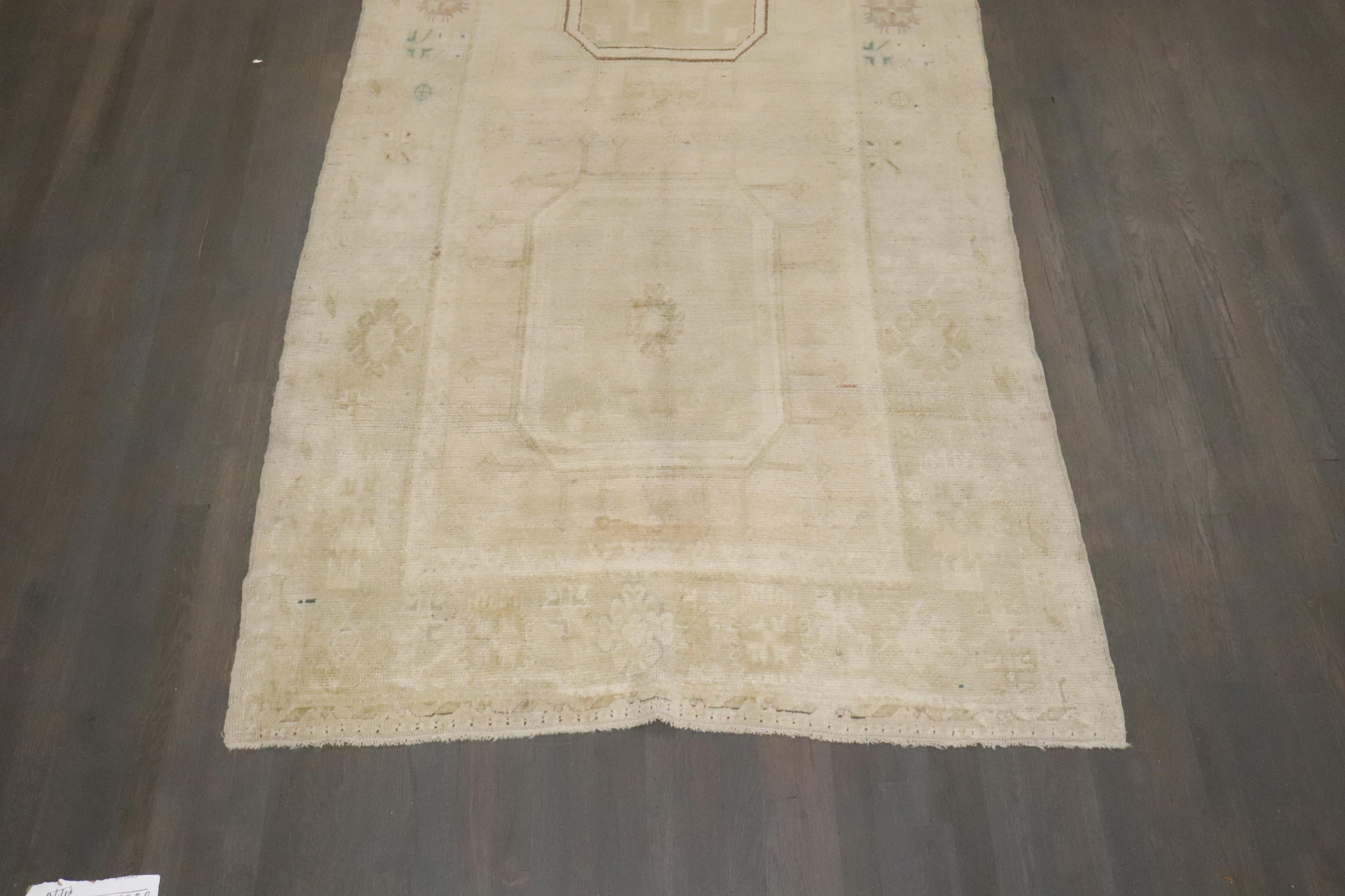 Zabihi Collection Pale Vintage Turkish Oushak Wide Runner For Sale 4
