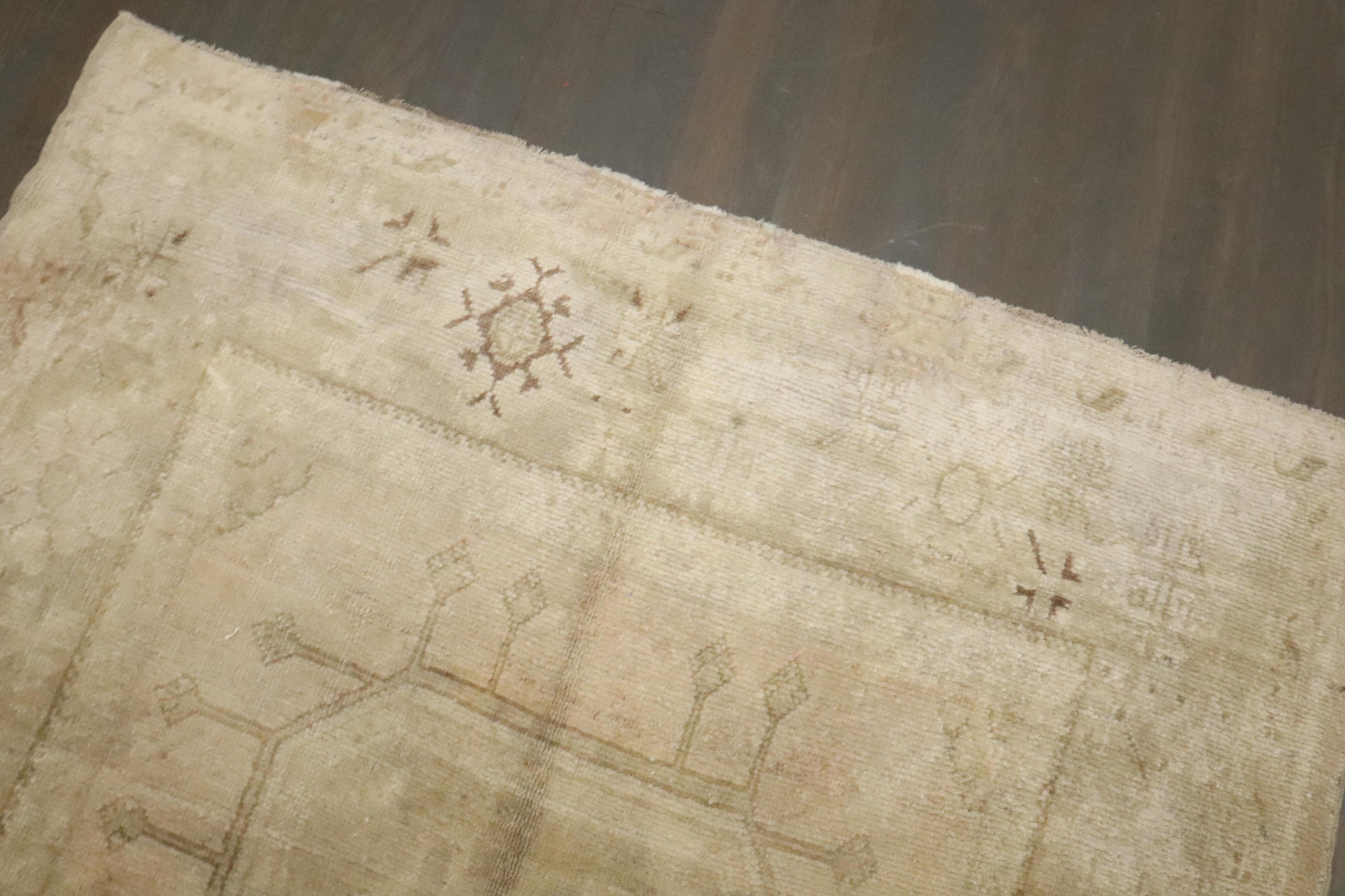 Zabihi Collection Pale Vintage Turkish Oushak Wide Runner For Sale 2