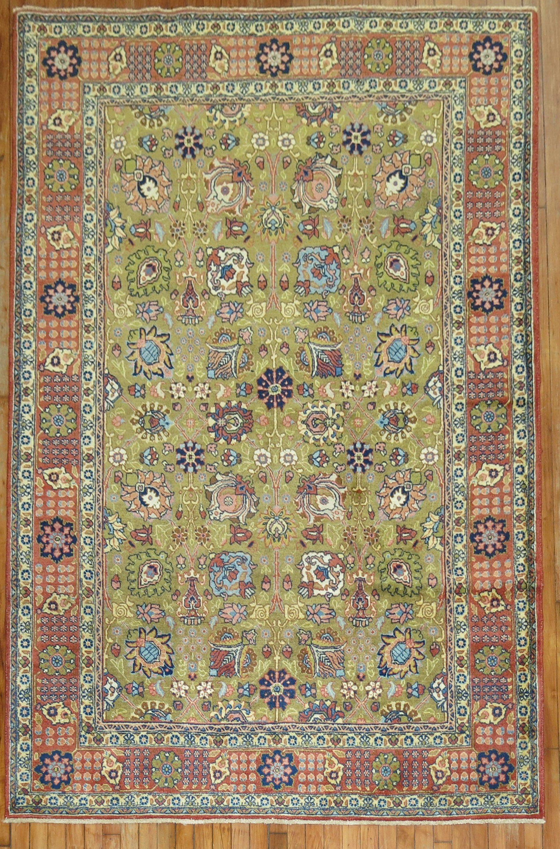 Tappeto Tabriz persiano vintage verde pisello della Collection Zabihi in vendita 4