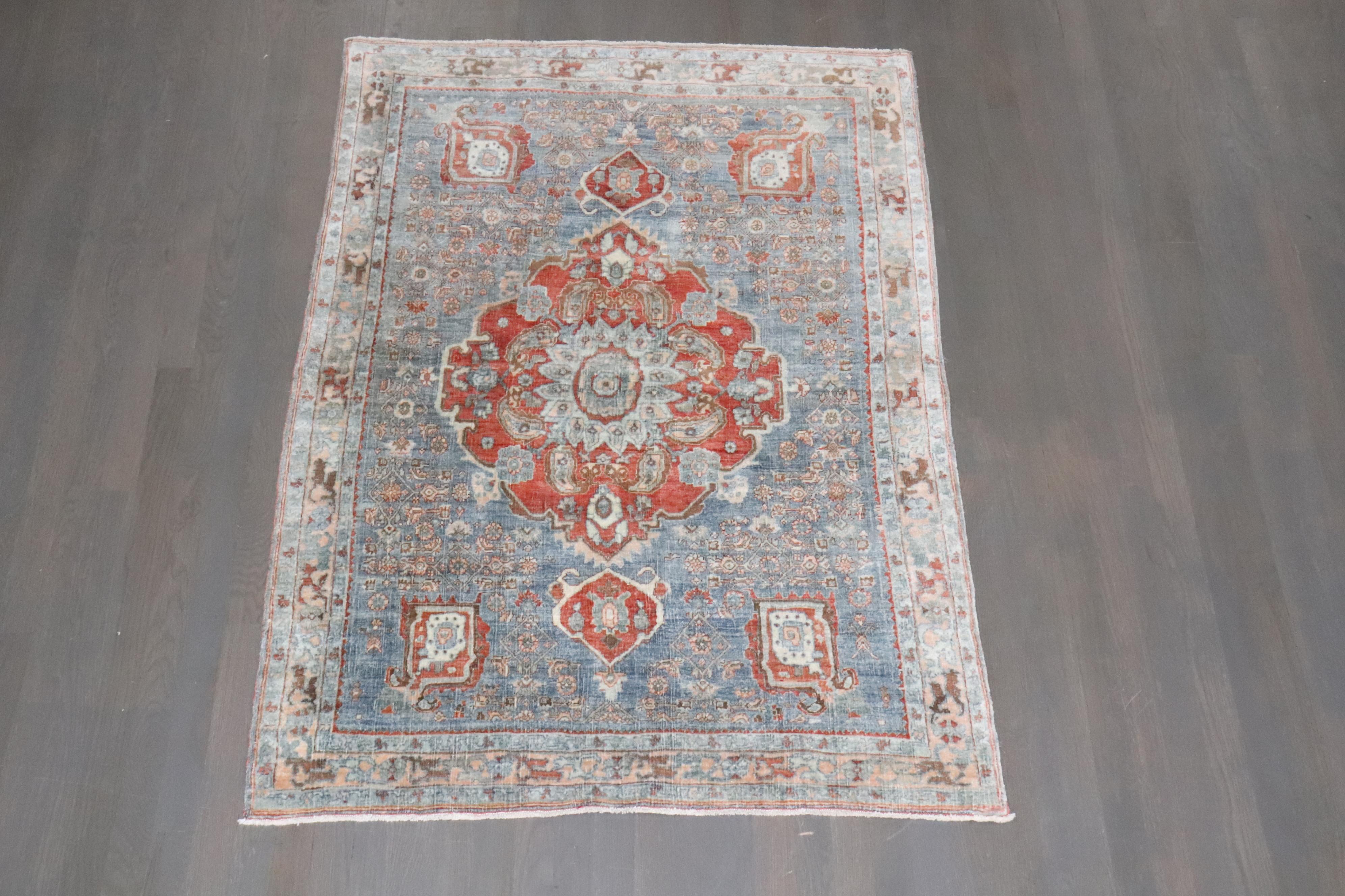 Annodato a mano Tappeto Zabihi Collection Persian Antique Bidjar Accent Small in vendita