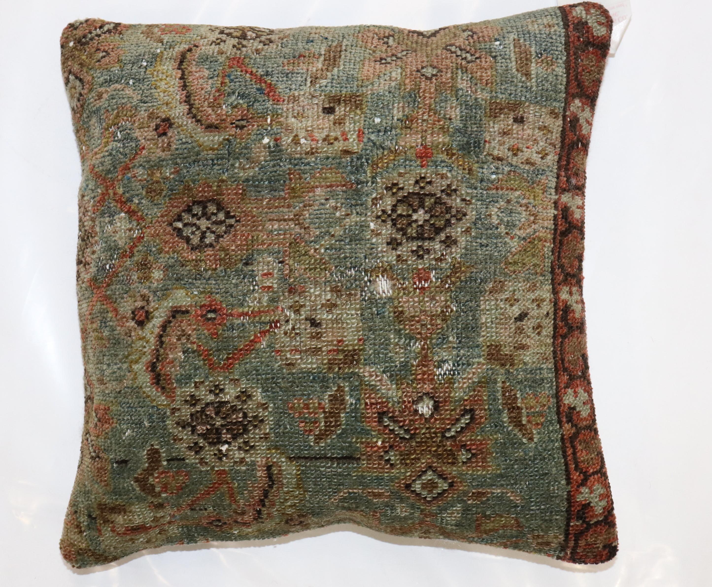 Zabihi Collection Persian Antique Rug Pillow In Fair Condition For Sale In New York, NY