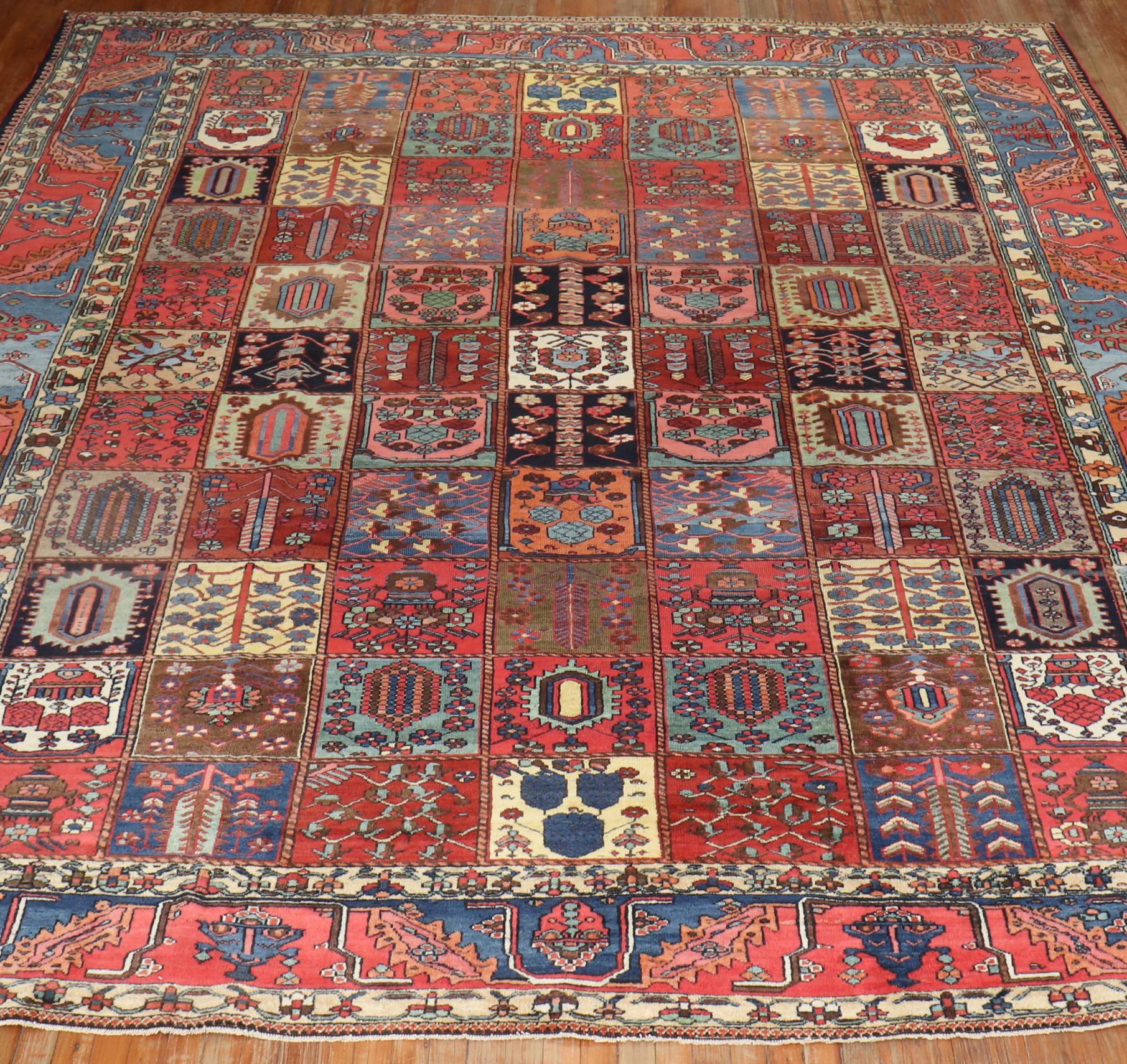 Serapi Zabihi Collection Persian Bakhtiari Garden Box Rug  For Sale