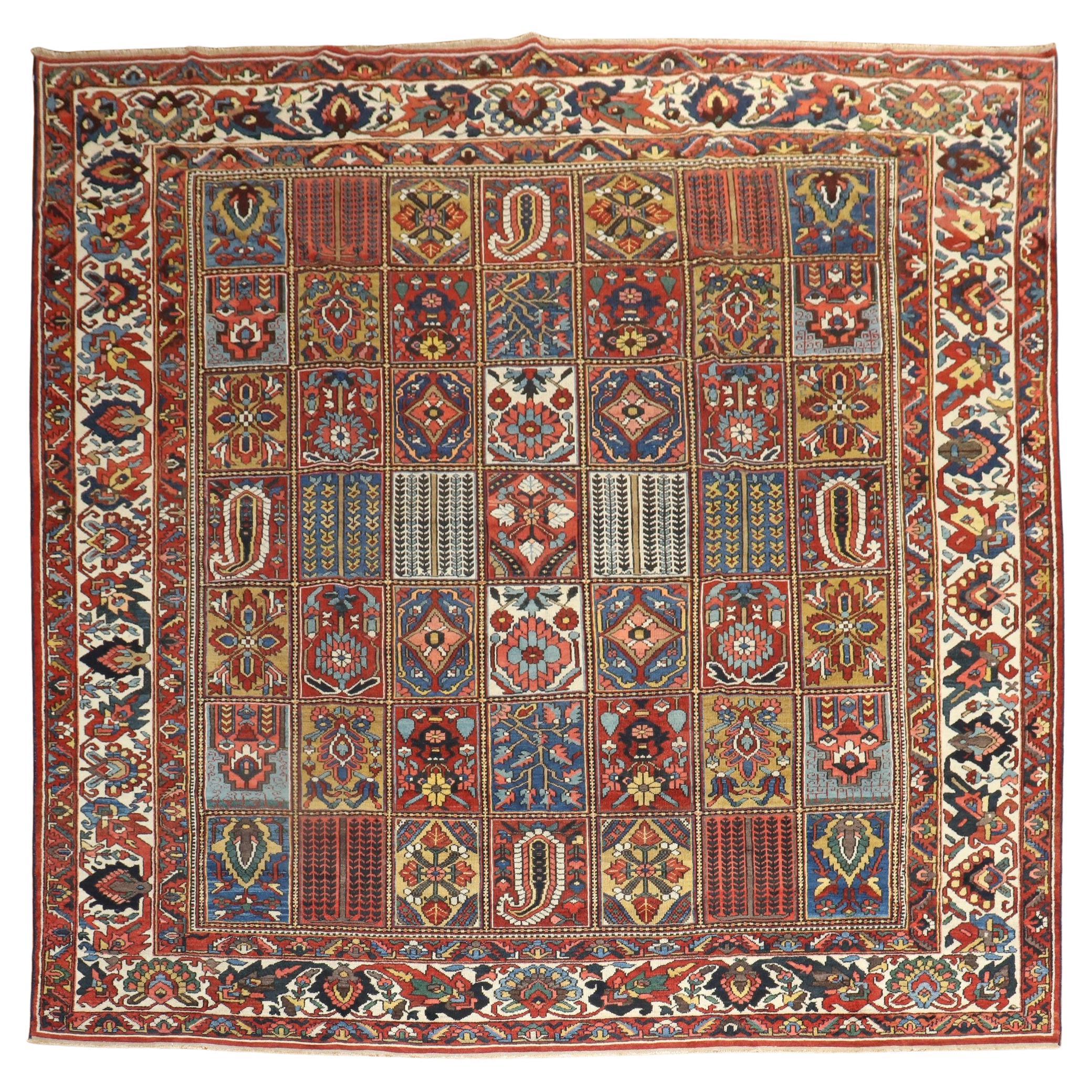 Colección Zabihi Alfombra Cuadrada Persa Bakhtiari Garden Box Tamaño Habitación