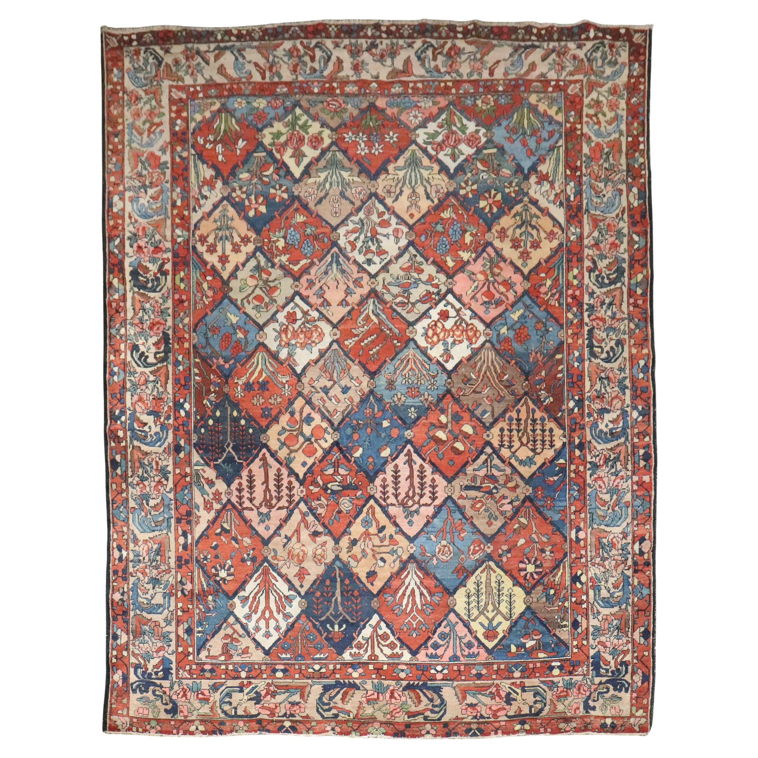 Zabihi Collection Persian Bakhtiari Garden Design Room Size Rug For Sale