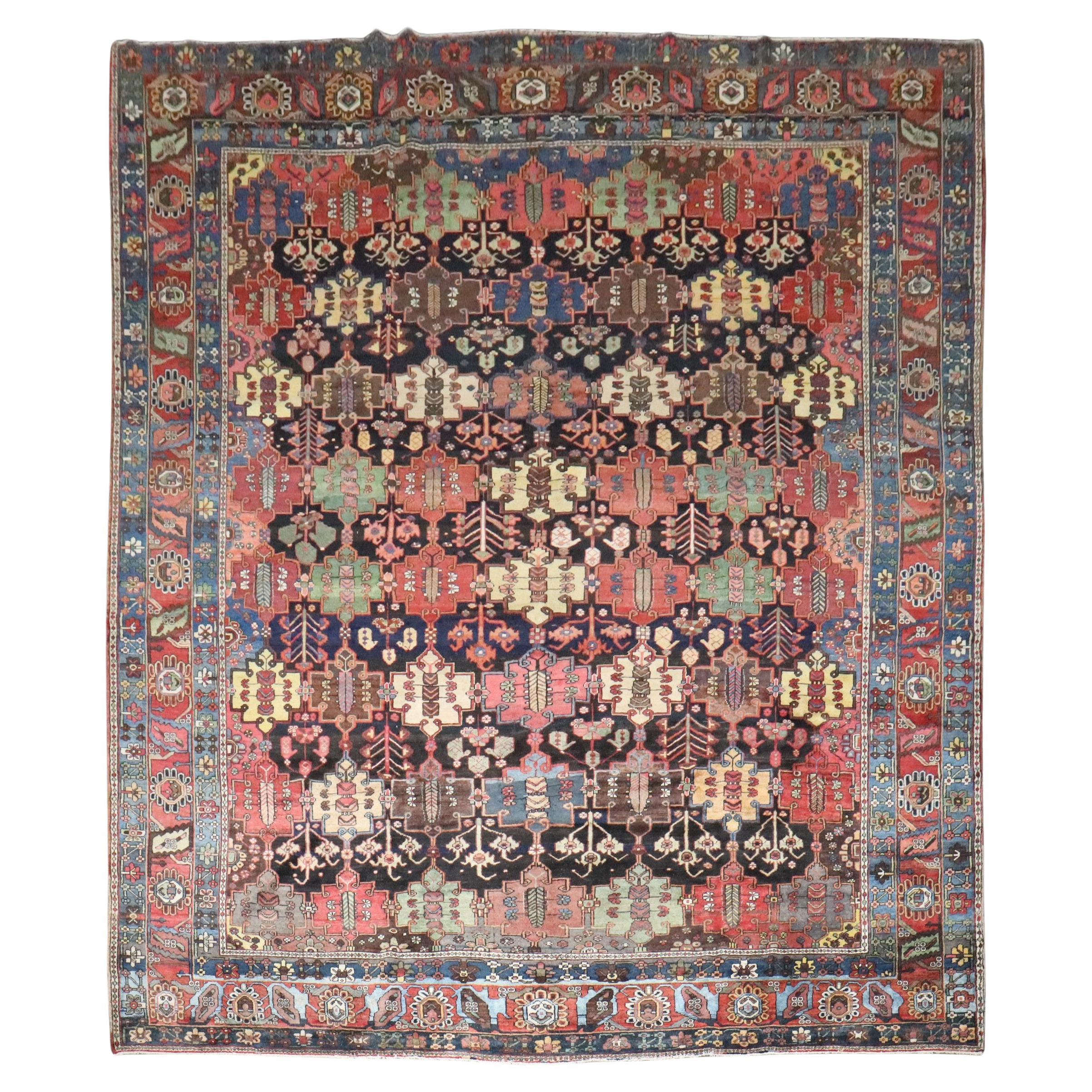 Zabihi Collection Persian Bakhtiari Geometric Design Large Square Room Size Rug