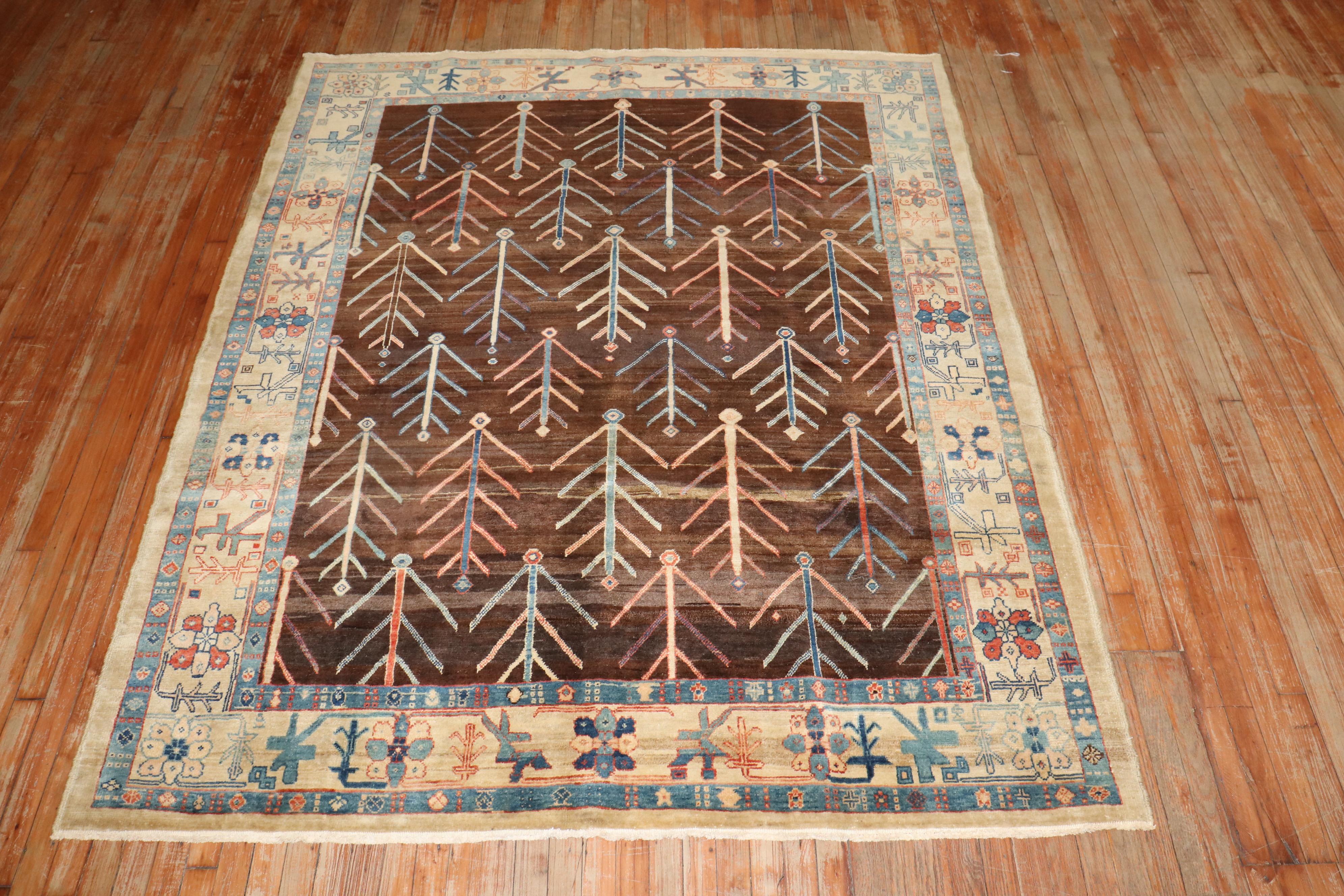 Zabihi Collection Persian Bakshaish Tree Square Intermediate Contemporary Rug For Sale 7