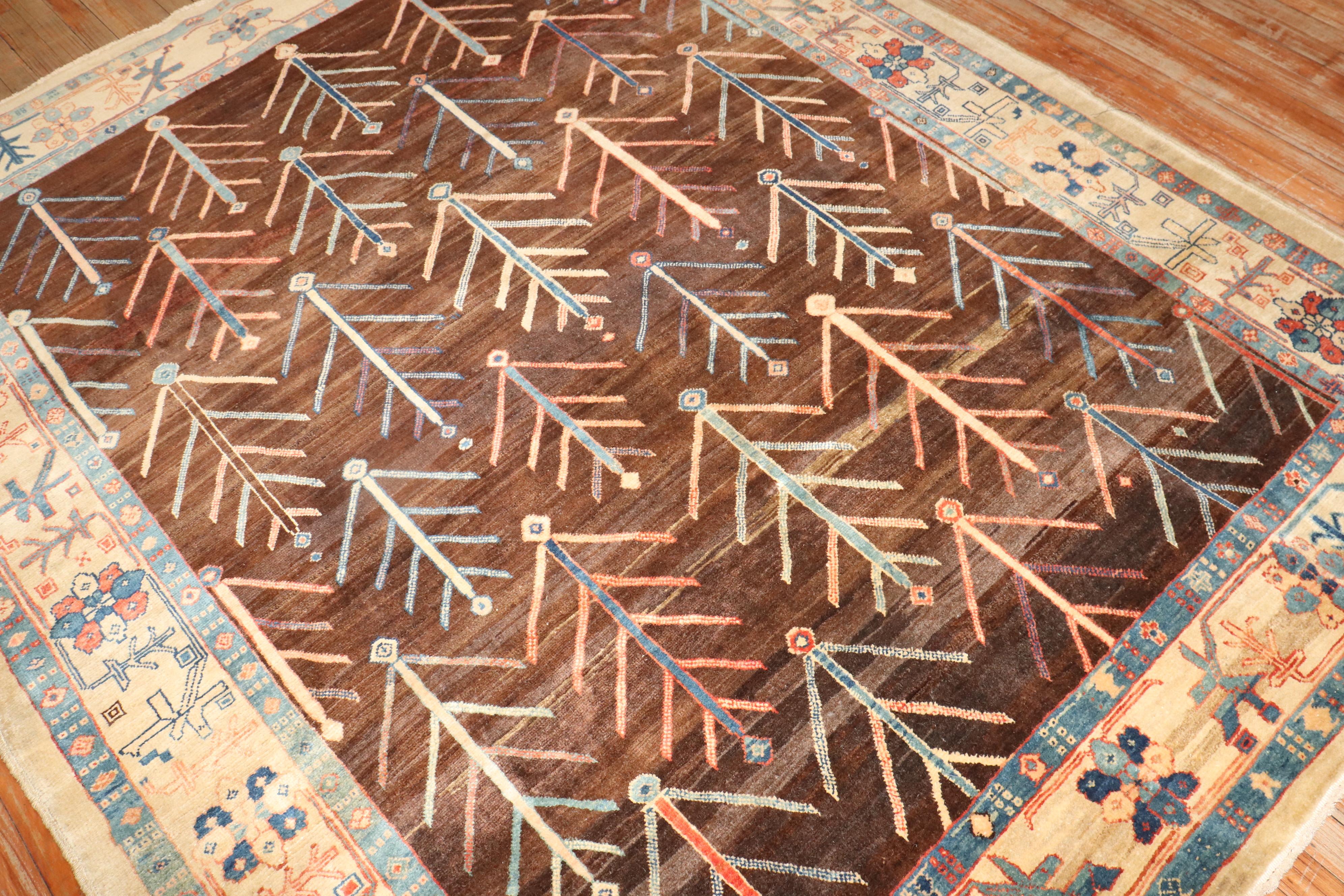 Zabihi Collection Persian Bakshaish Tree Square Intermediate Contemporary Rug For Sale 10