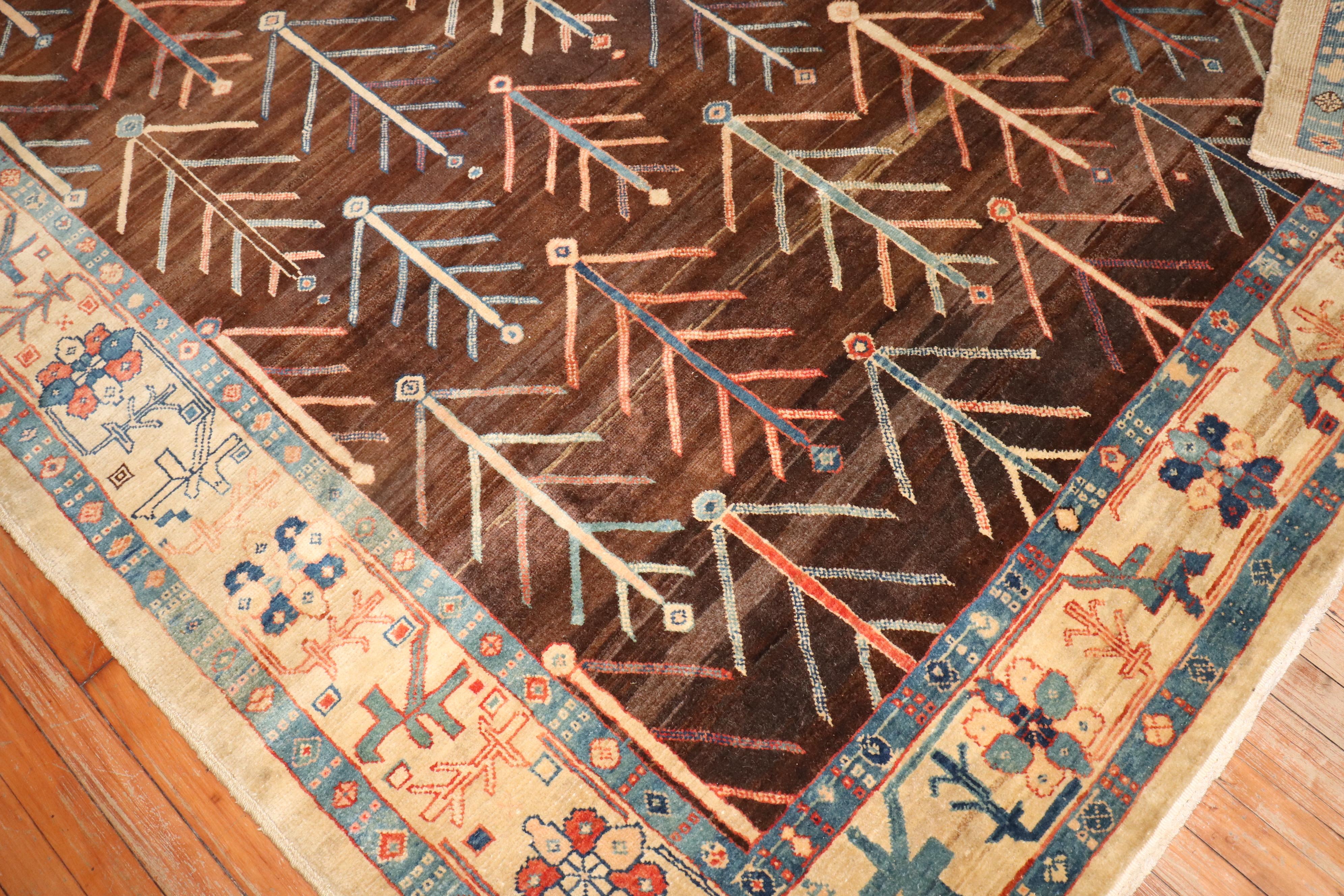 Zabihi Collection Persian Bakshaish Tree Square Intermediate Contemporary Rug For Sale 2