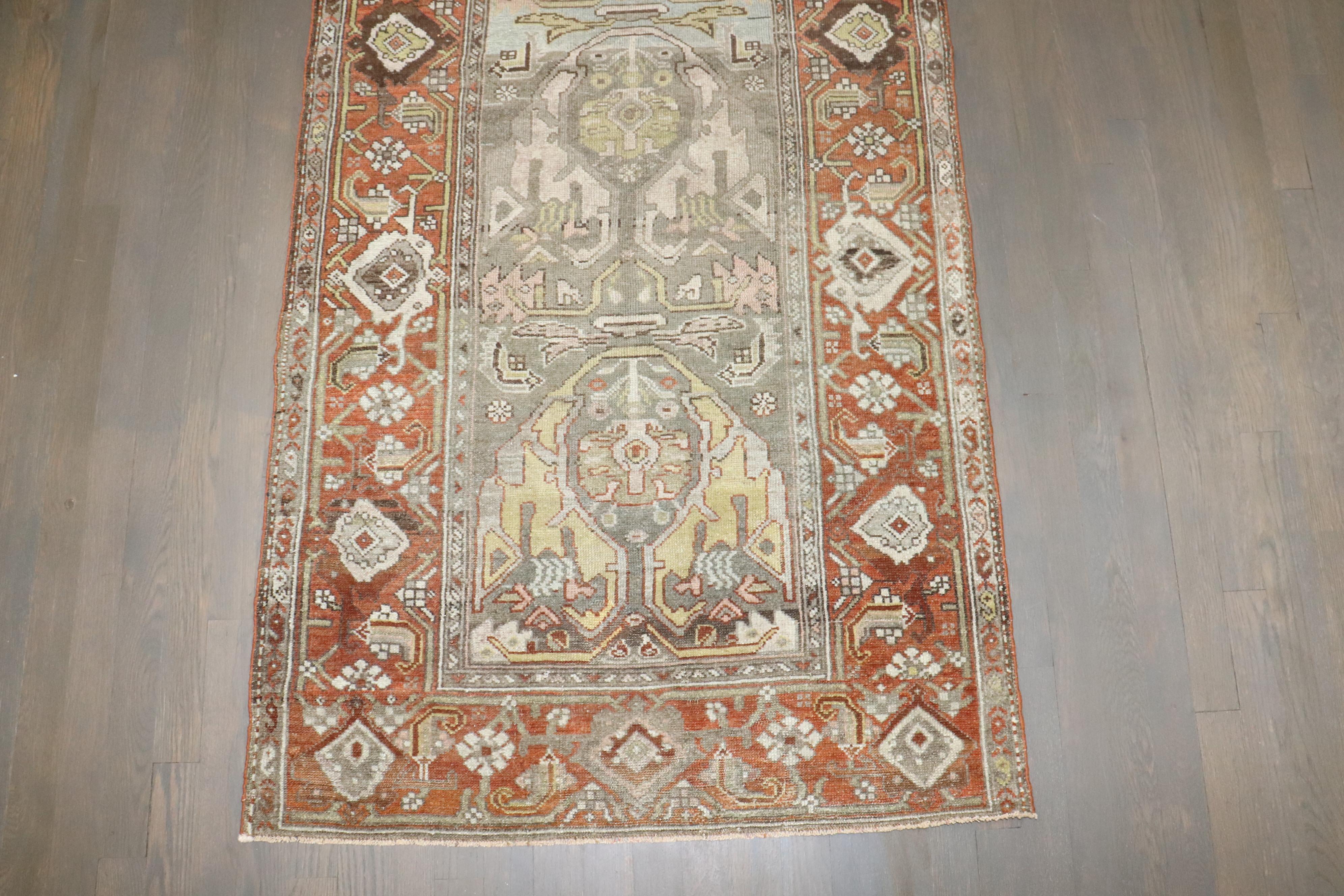 Zabihi Collection Persian Bidjar Antique Runner (Wolle) im Angebot
