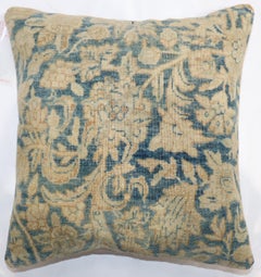 Zabihi Collection Persian Blue Tan Kerman Antique Rug Pillow