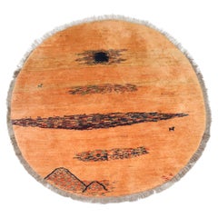 Zabihi Collection Persian Gabbeh Round 5 foot Orange Rug