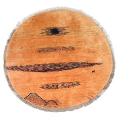 Zabihi Collection Persian Gabbeh Round 5 foot Orange Rug