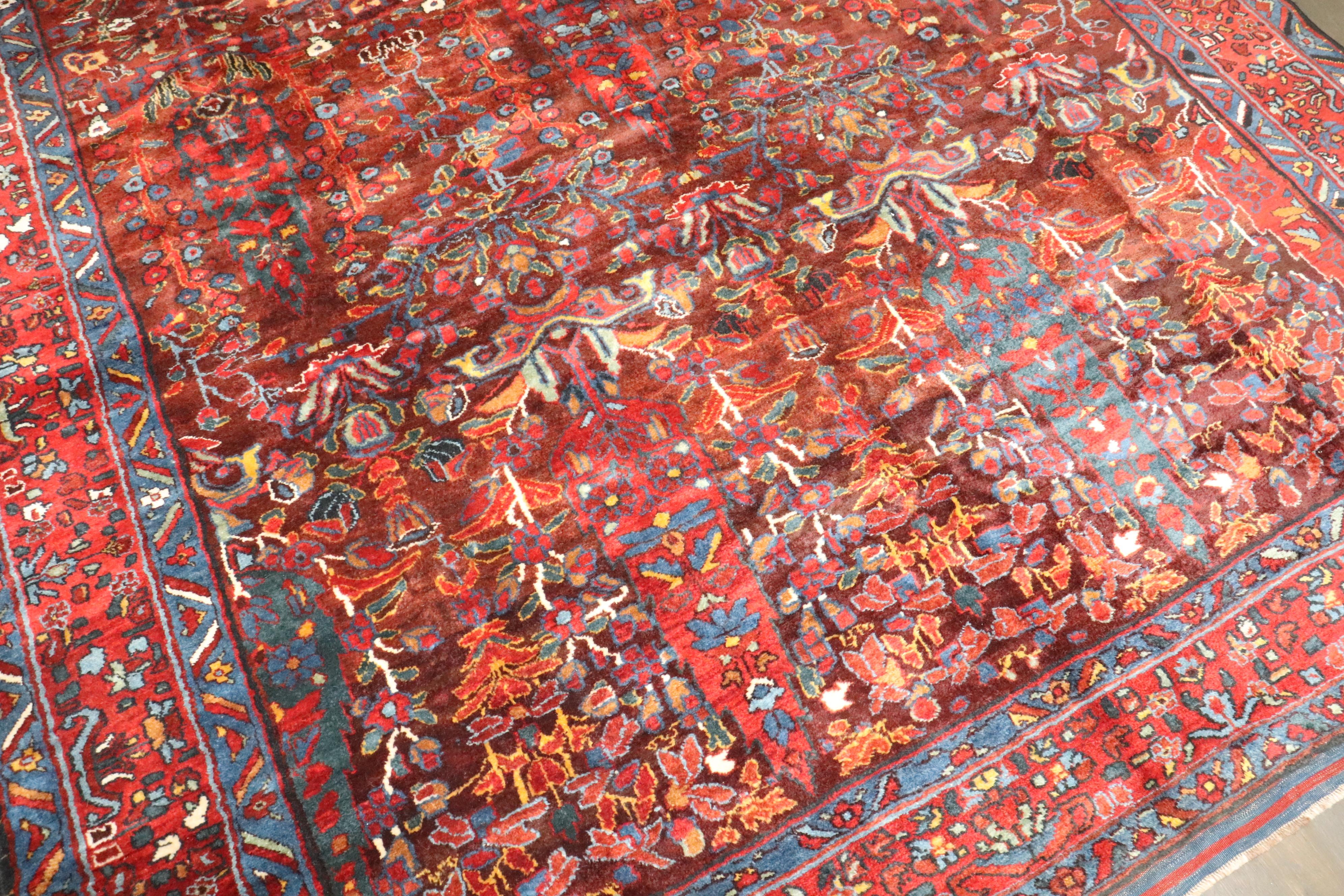 Zabihi Collection Persisch Ghasghai Braun Rot Teppich im Angebot 3