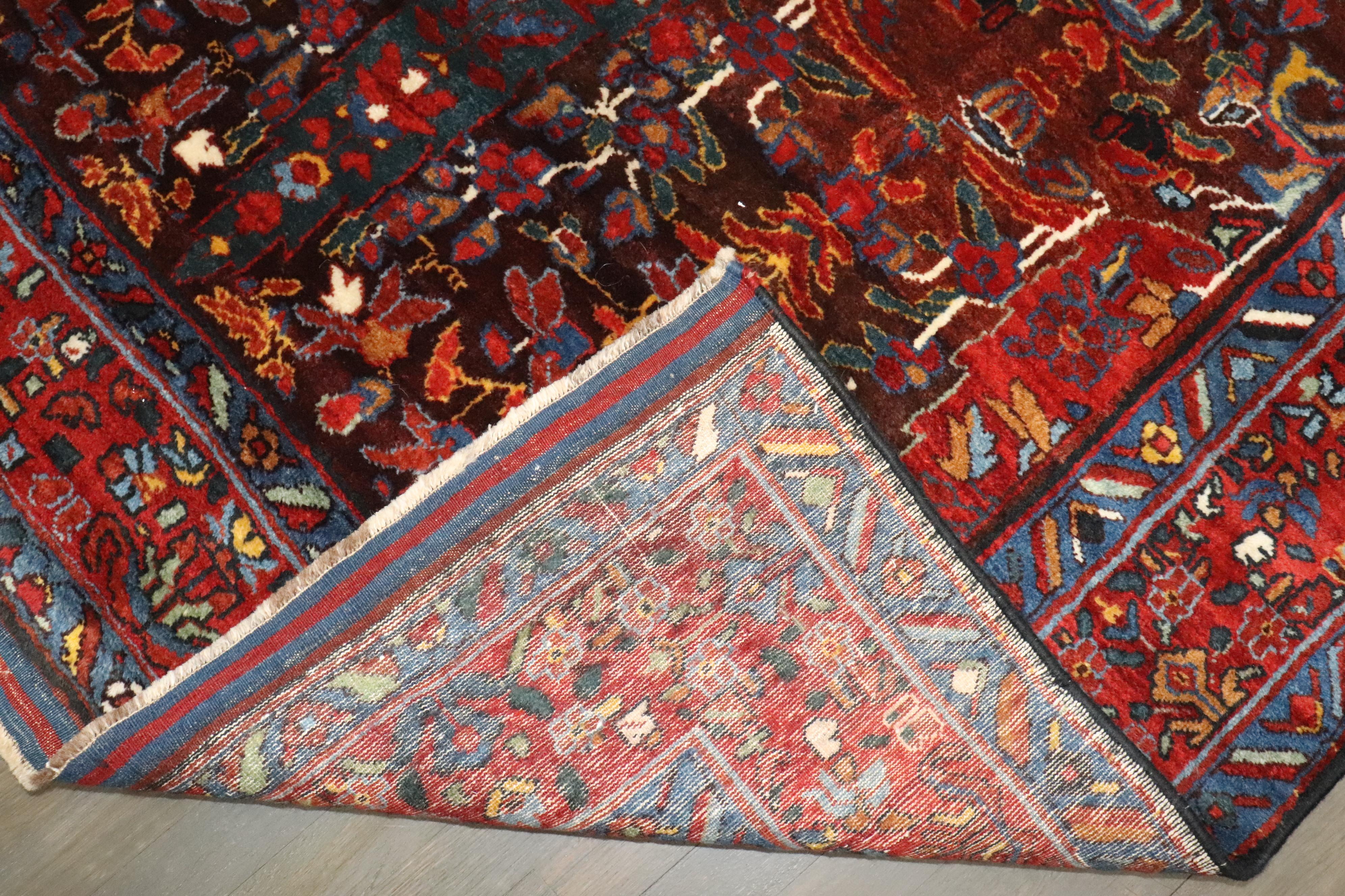 Zabihi Collection Persisch Ghasghai Braun Rot Teppich (Wolle) im Angebot