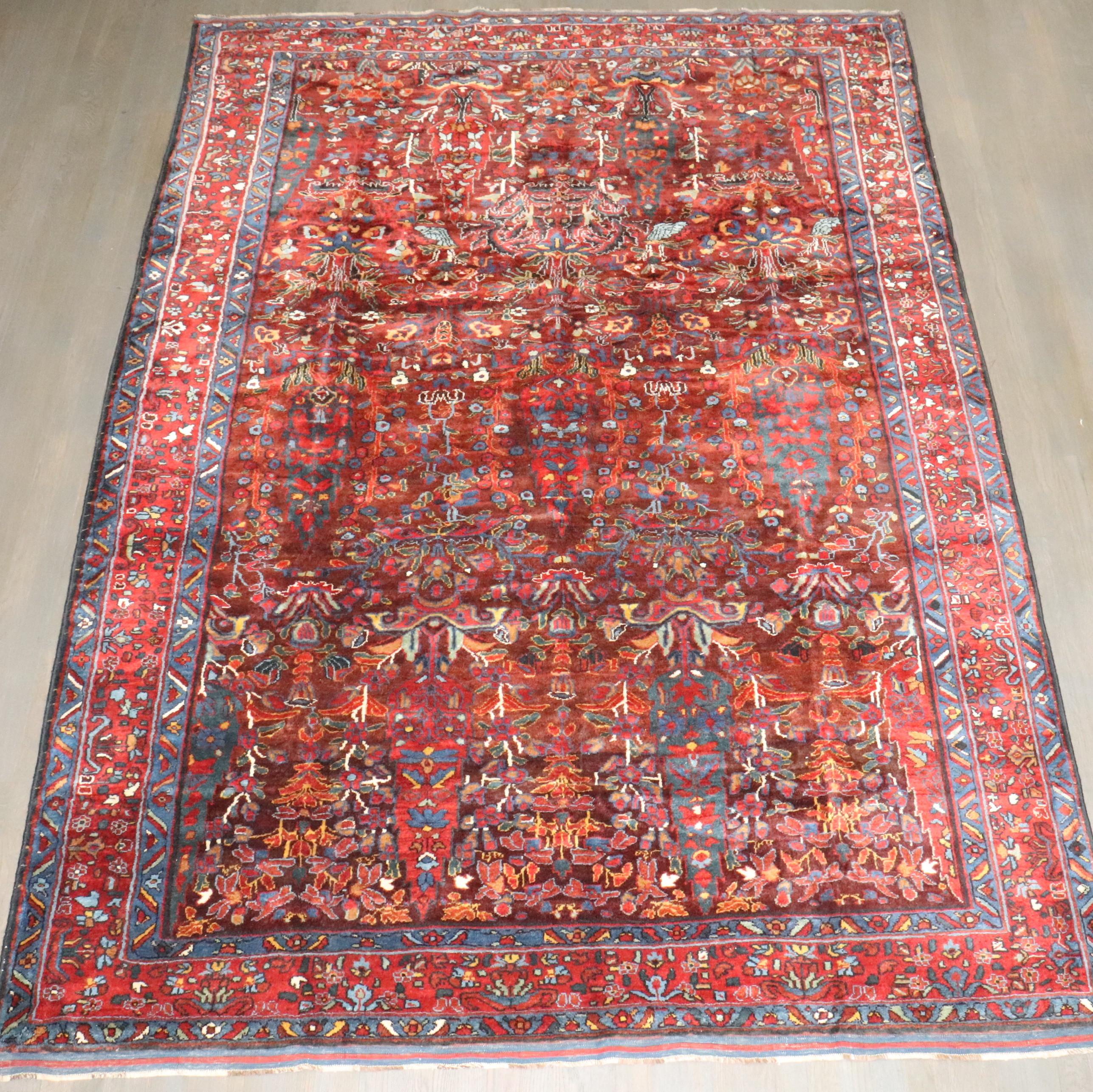 Zabihi Collection Persisch Ghasghai Braun Rot Teppich im Angebot 1