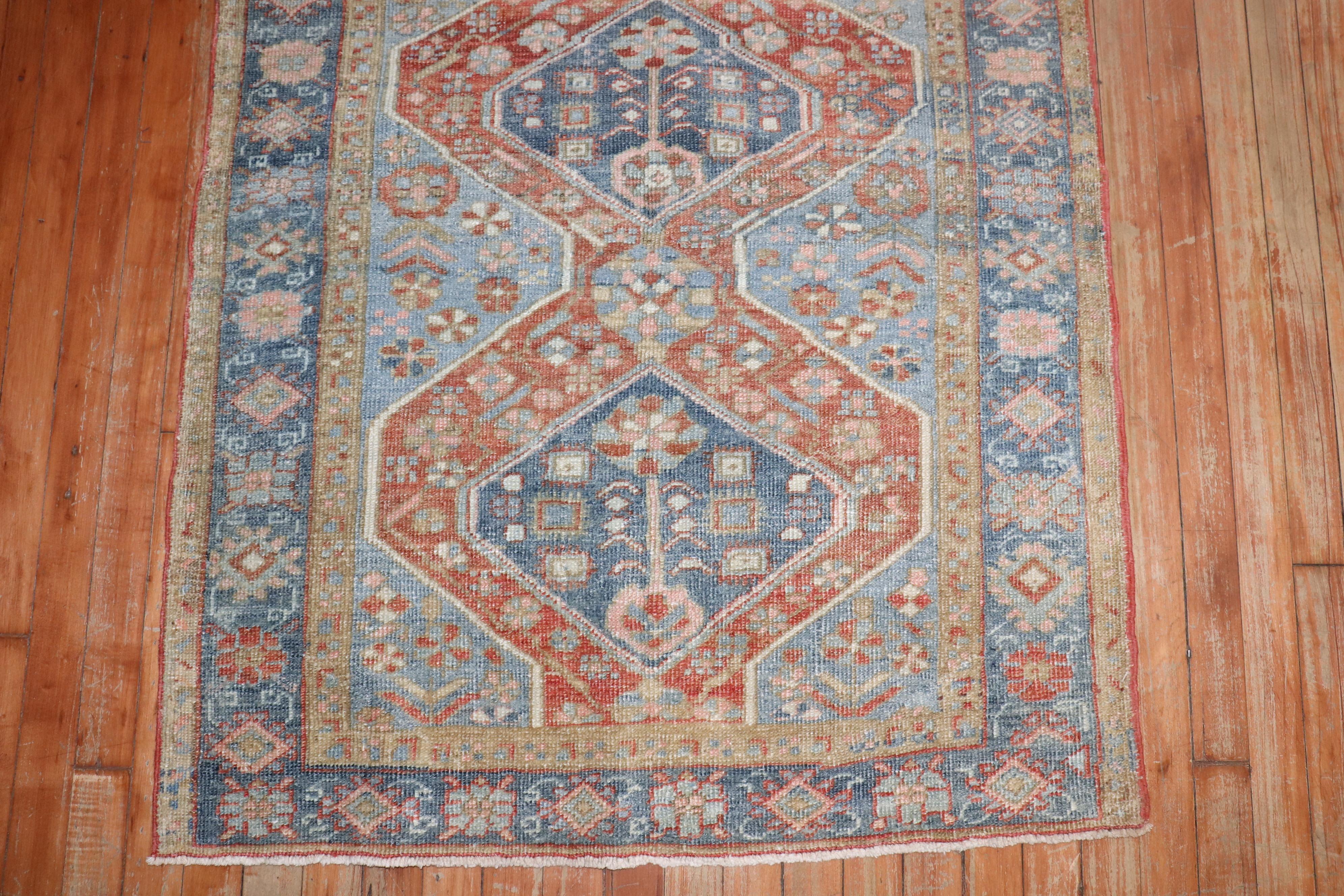 Hand-Woven Zabihi Collection Persian Heriz Scatter Rug For Sale