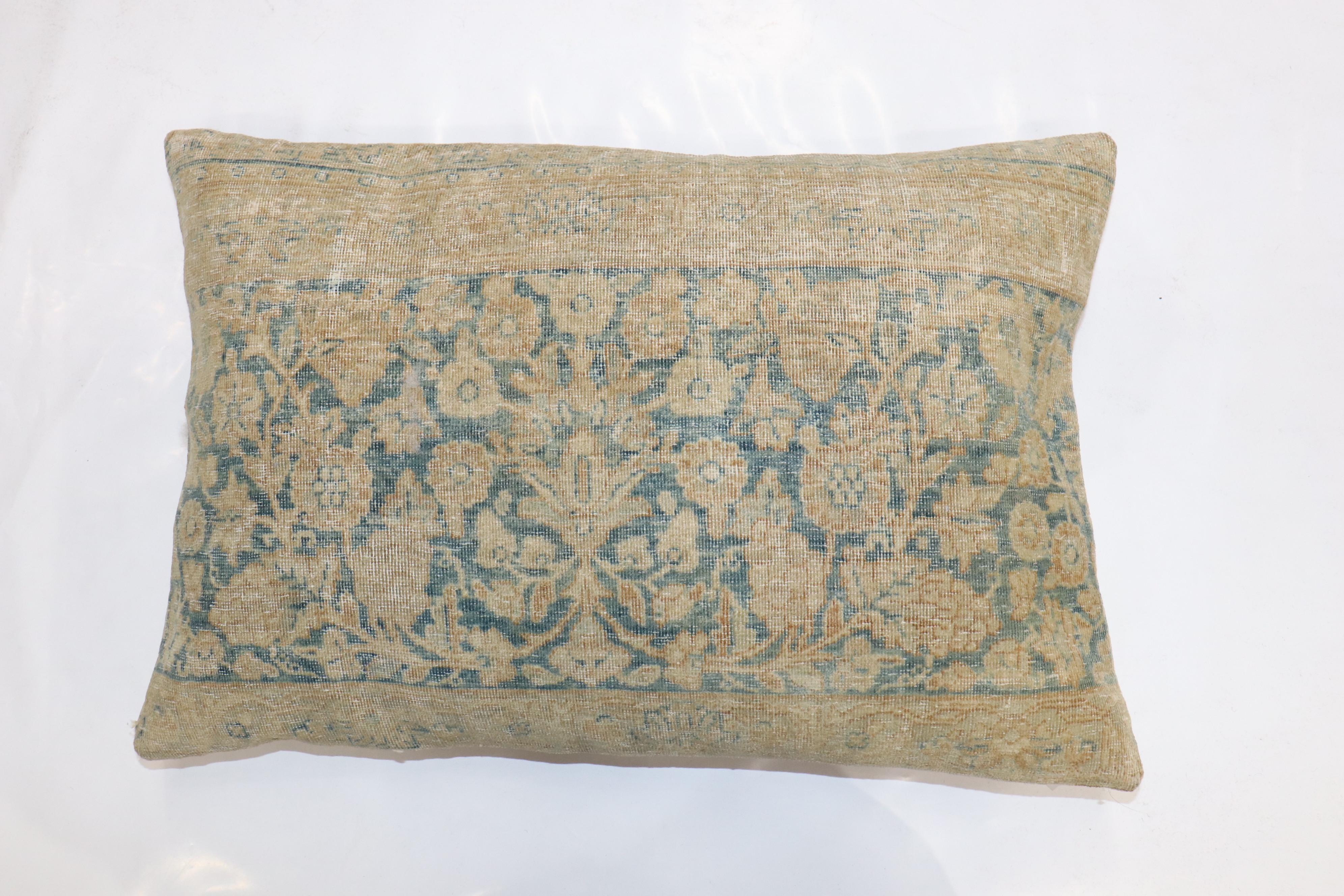 Pillow made from a 19th century Persian Kerman rug. Fill insert and zipper closure provided

Measures: 16