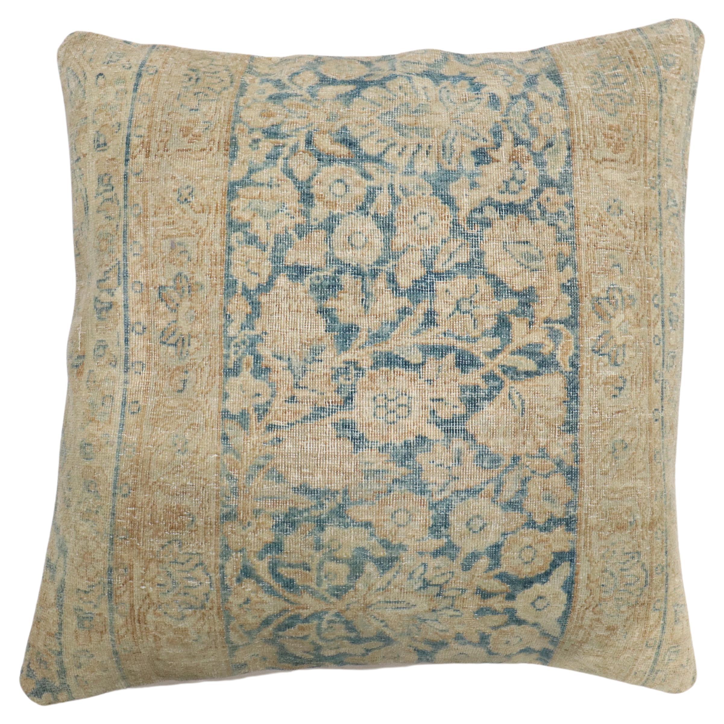 Zabihi Collection Persian Kerman Square Rug Pillow For Sale