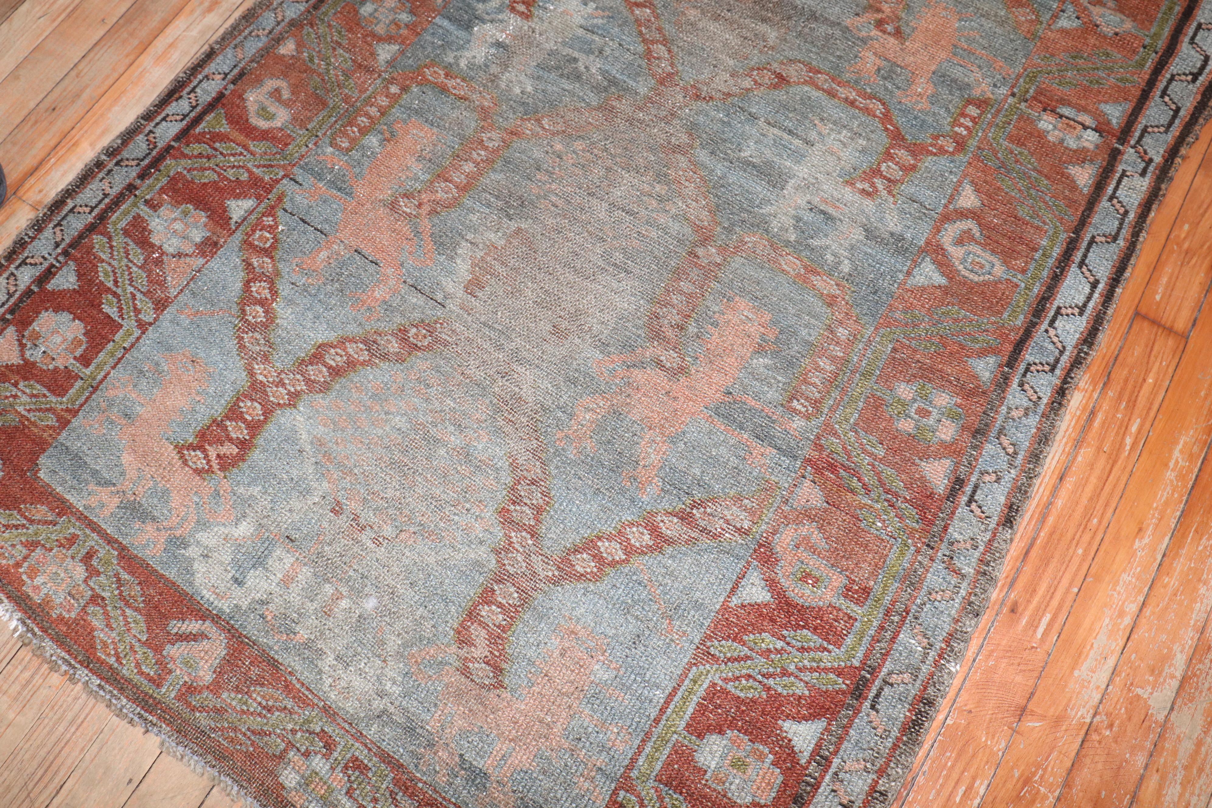 A late 19th century Kurd Persian Bidjar Rug with an animal lion rug pattern

Measures: 3'3