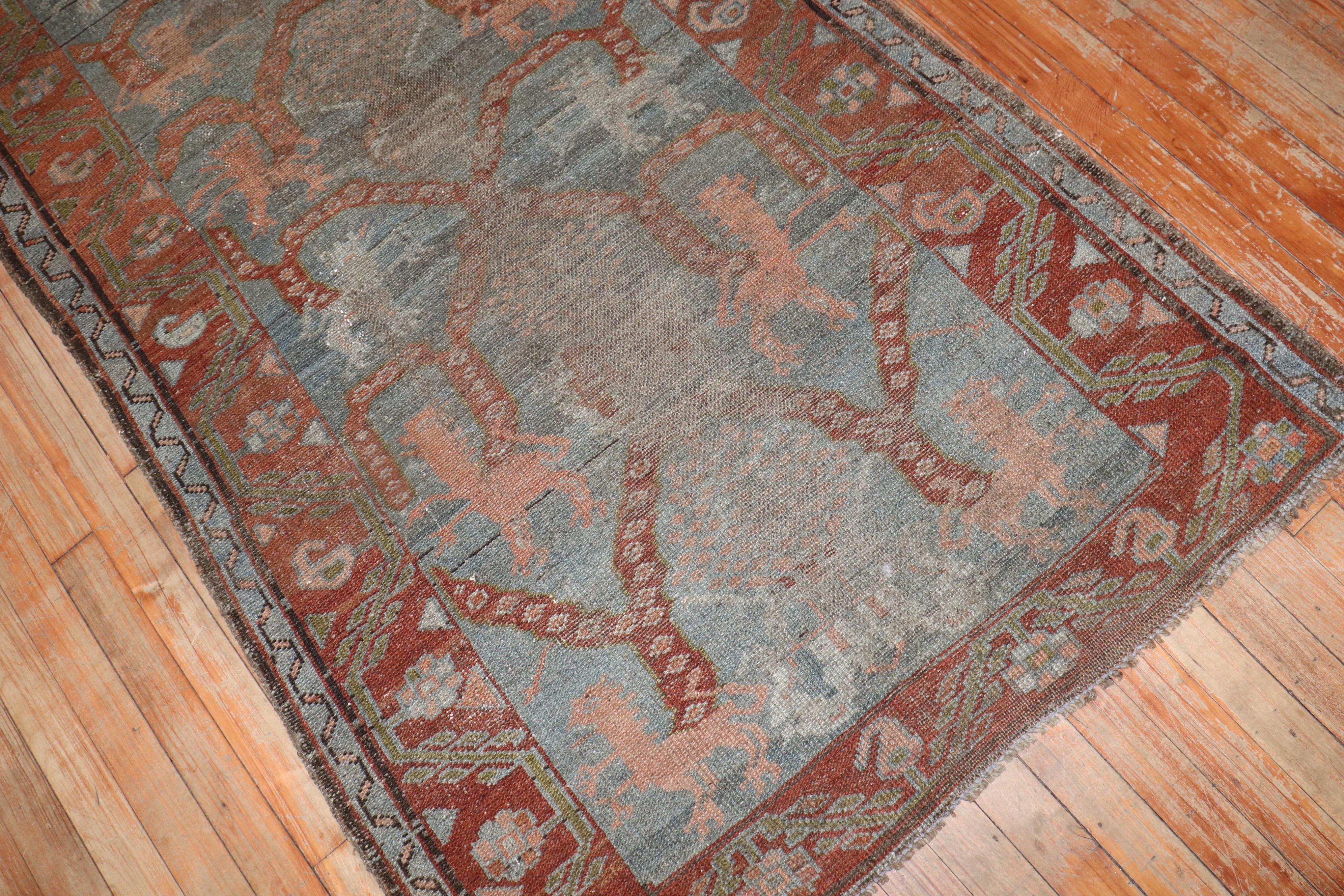 Antiker persischer Kurd-Löwen-Teppich aus der Zabihi-Kollektion (Persisch) im Angebot