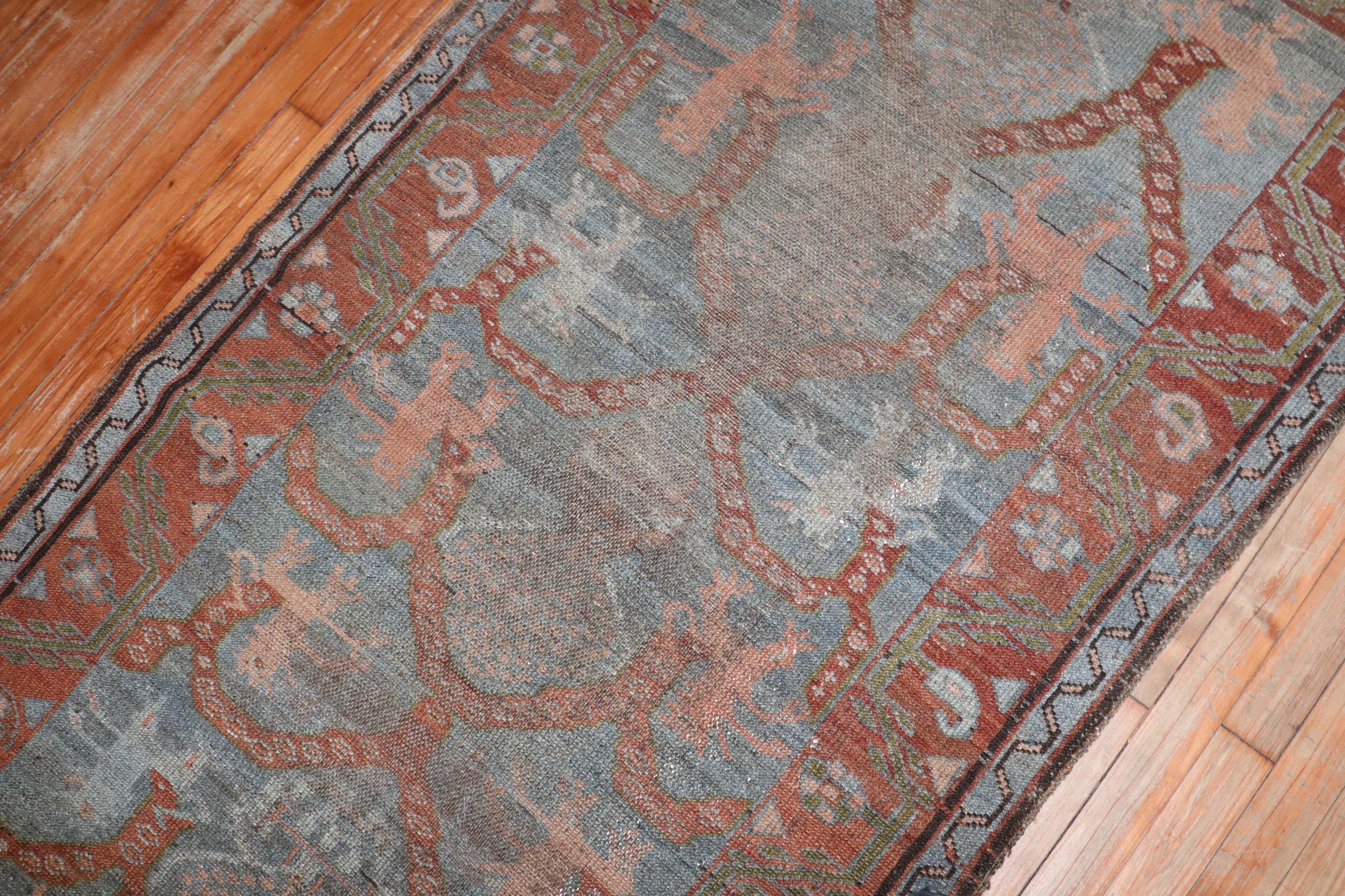 Antiker persischer Kurd-Löwen-Teppich aus der Zabihi-Kollektion (19. Jahrhundert) im Angebot