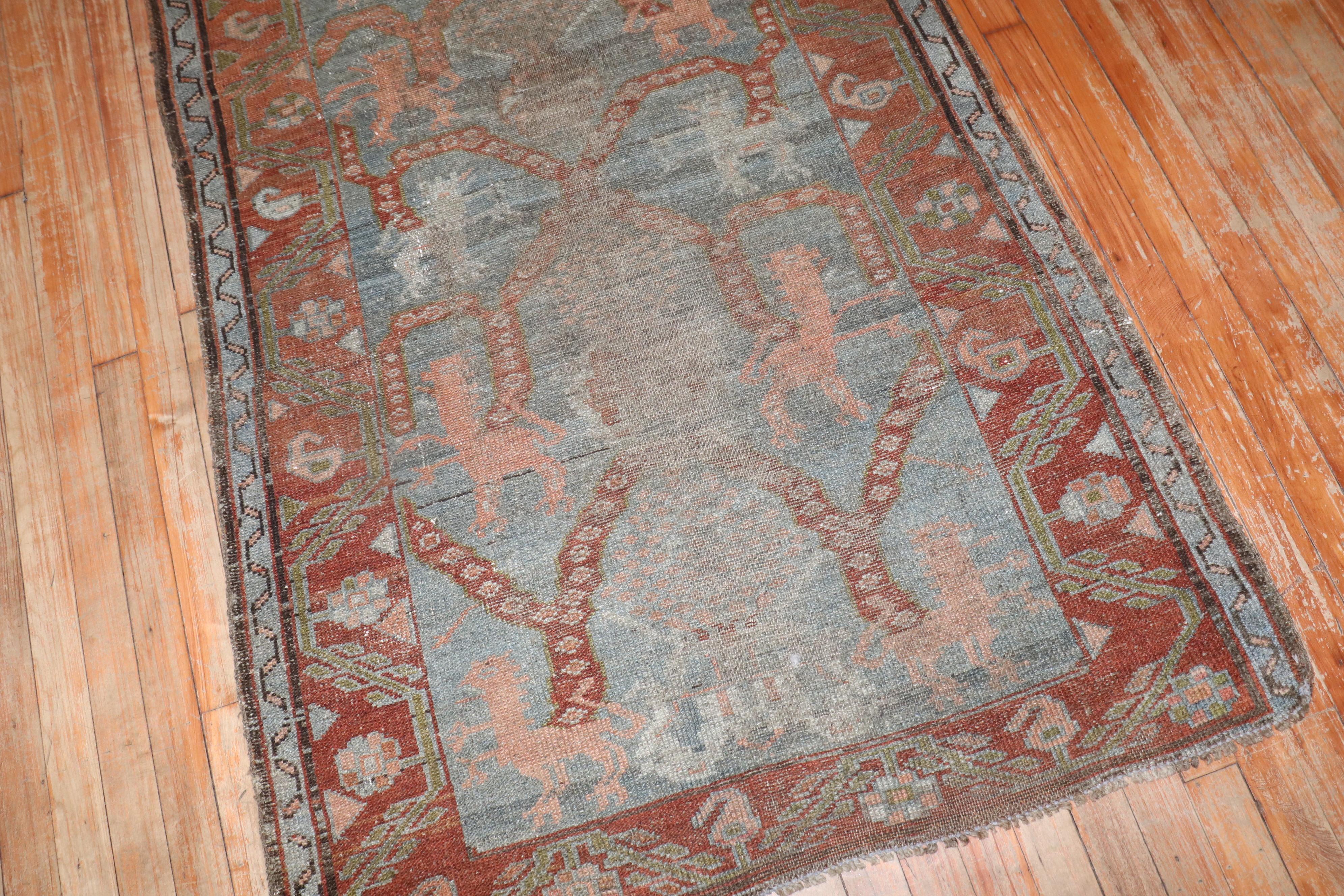 Antiker persischer Kurd-Löwen-Teppich aus der Zabihi-Kollektion (Wolle) im Angebot