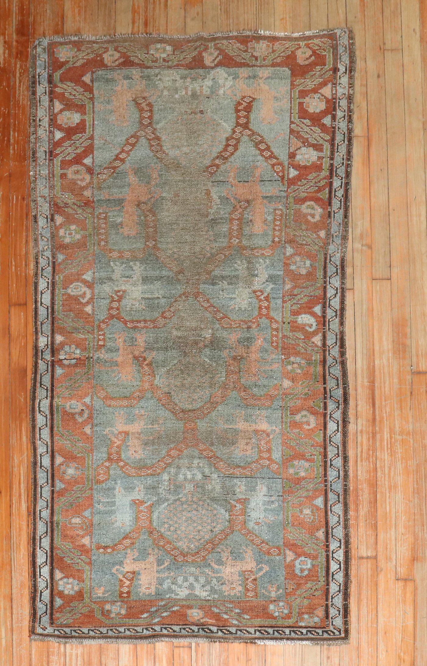 Antiker persischer Kurd-Löwen-Teppich aus der Zabihi-Kollektion im Angebot 1