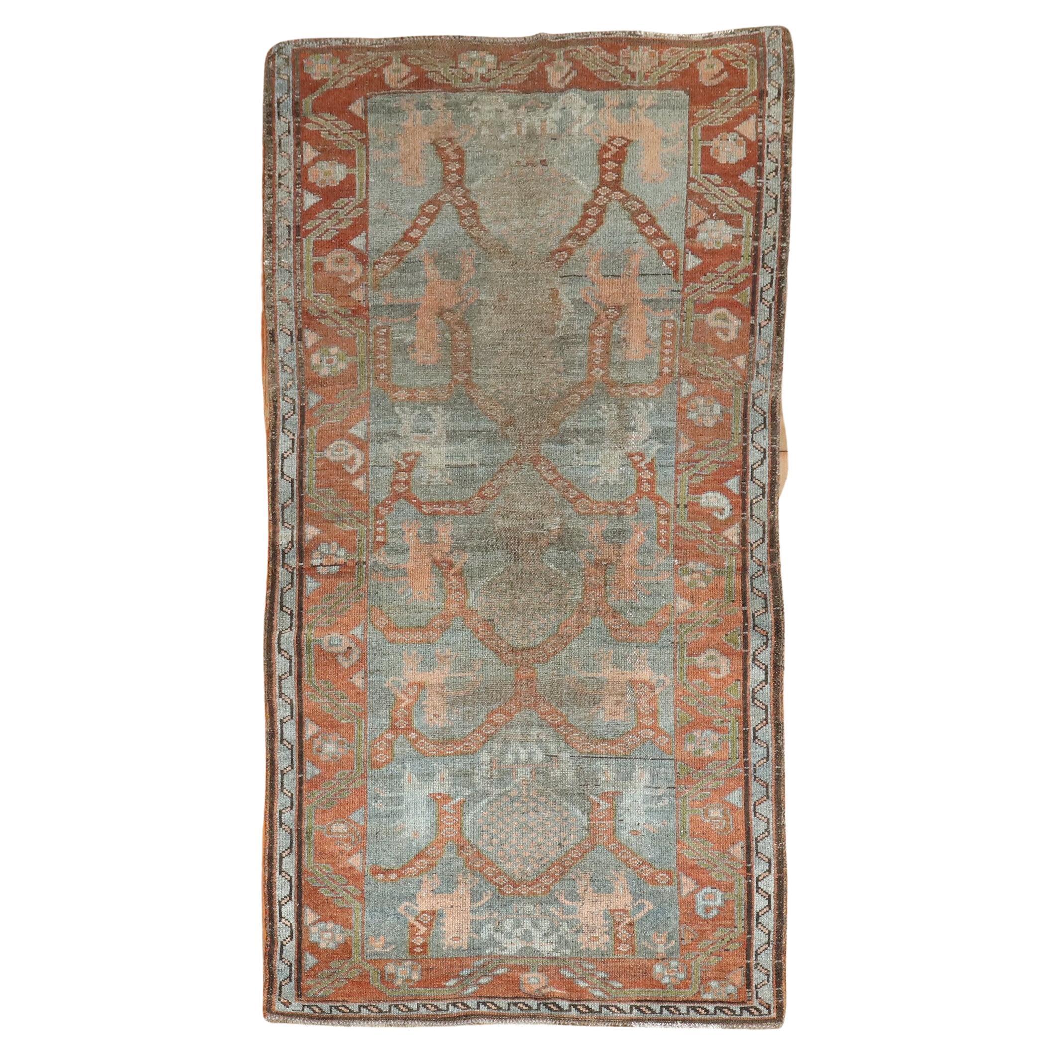 Antiker persischer Kurd-Löwen-Teppich aus der Zabihi-Kollektion im Angebot