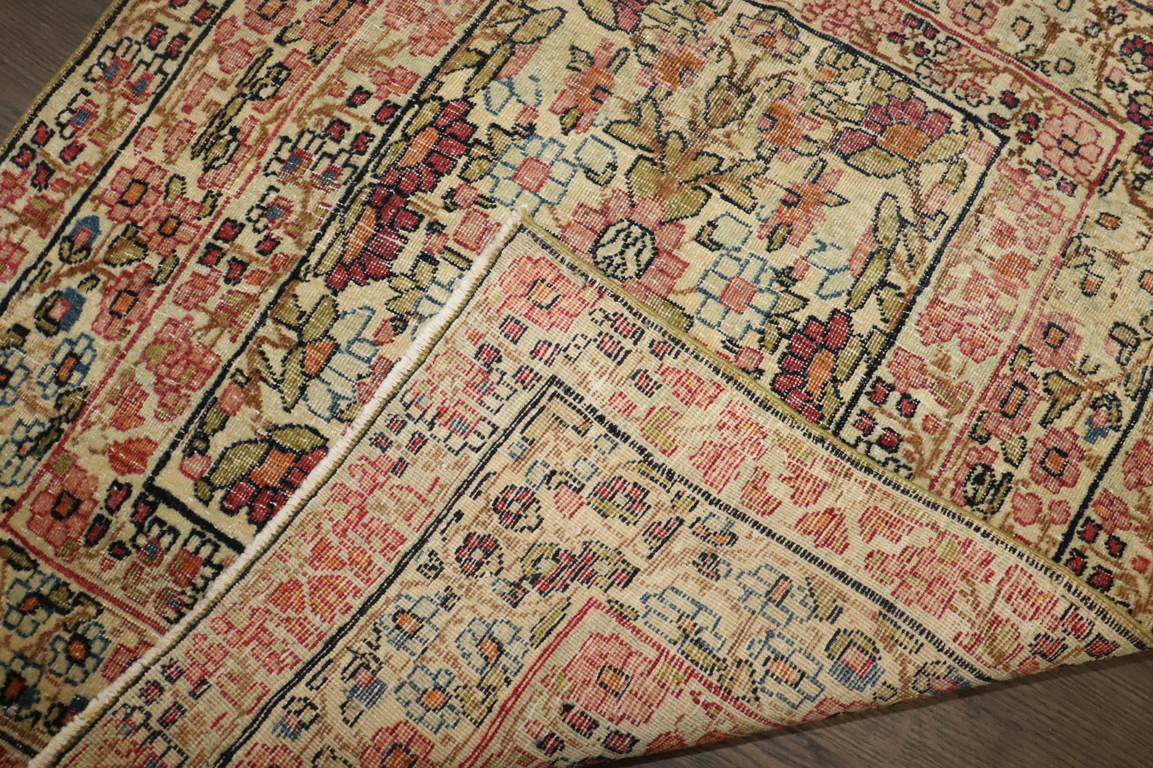 Perse Collectional Persian Lavar Kerman Tapis à petits carreaux en vente