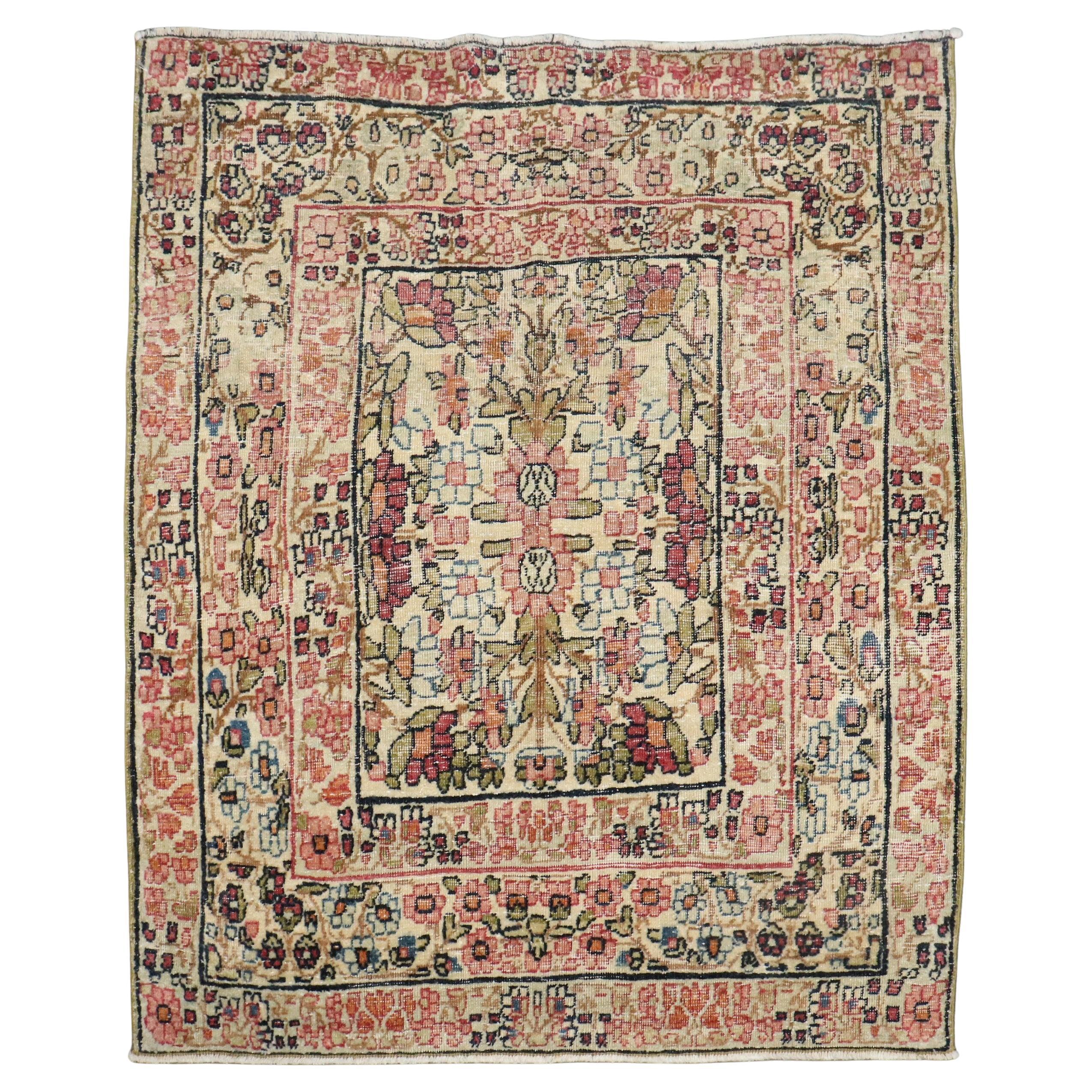 Collectional Persian Lavar Kerman Tapis à petits carreaux en vente