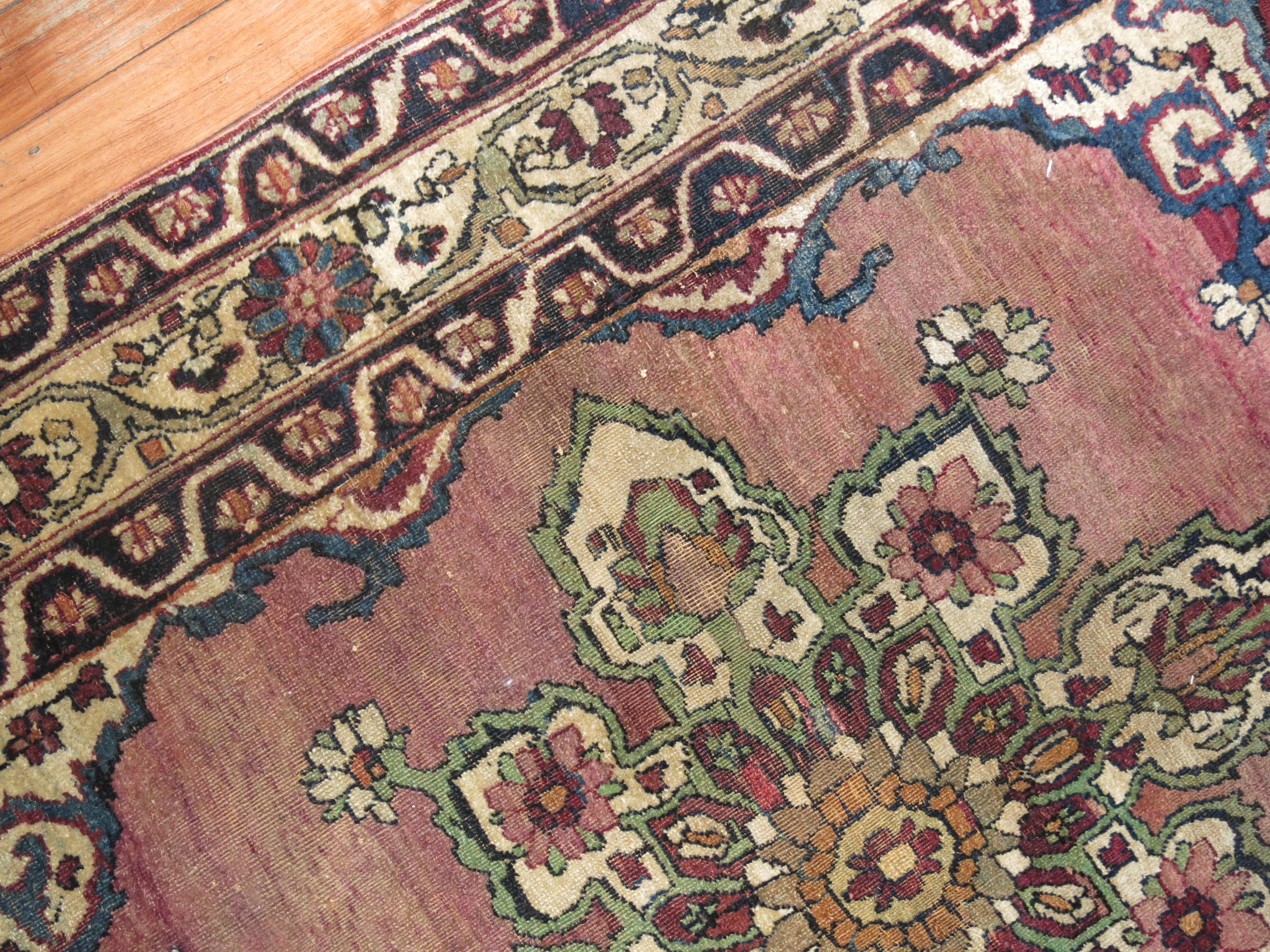 Zabihi Collection Persian Lavar Kerman Small Throw Rug In Good Condition For Sale In New York, NY