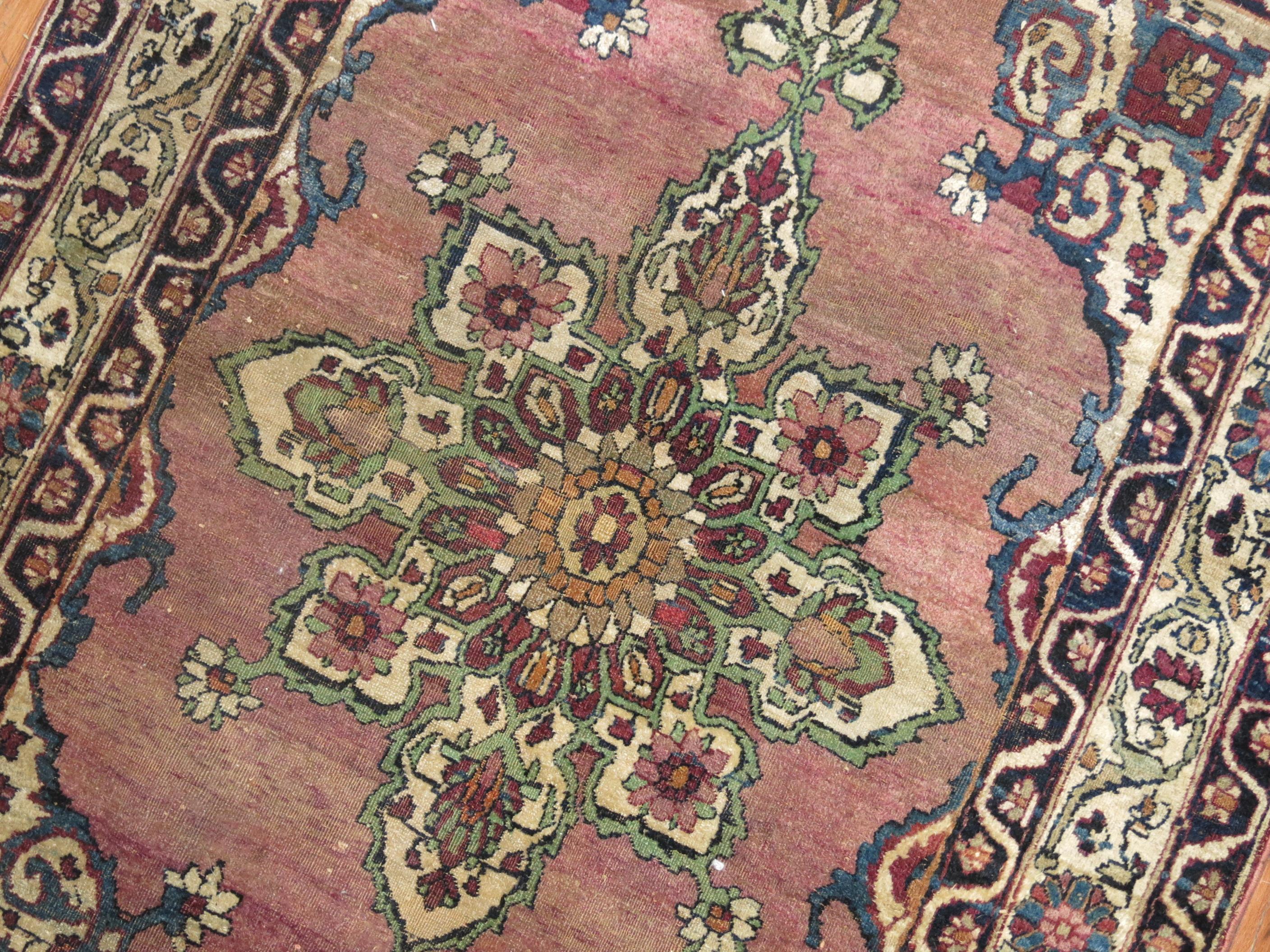 Zabihi Collection Persian Lavar Kerman Small Throw Rug For Sale 1