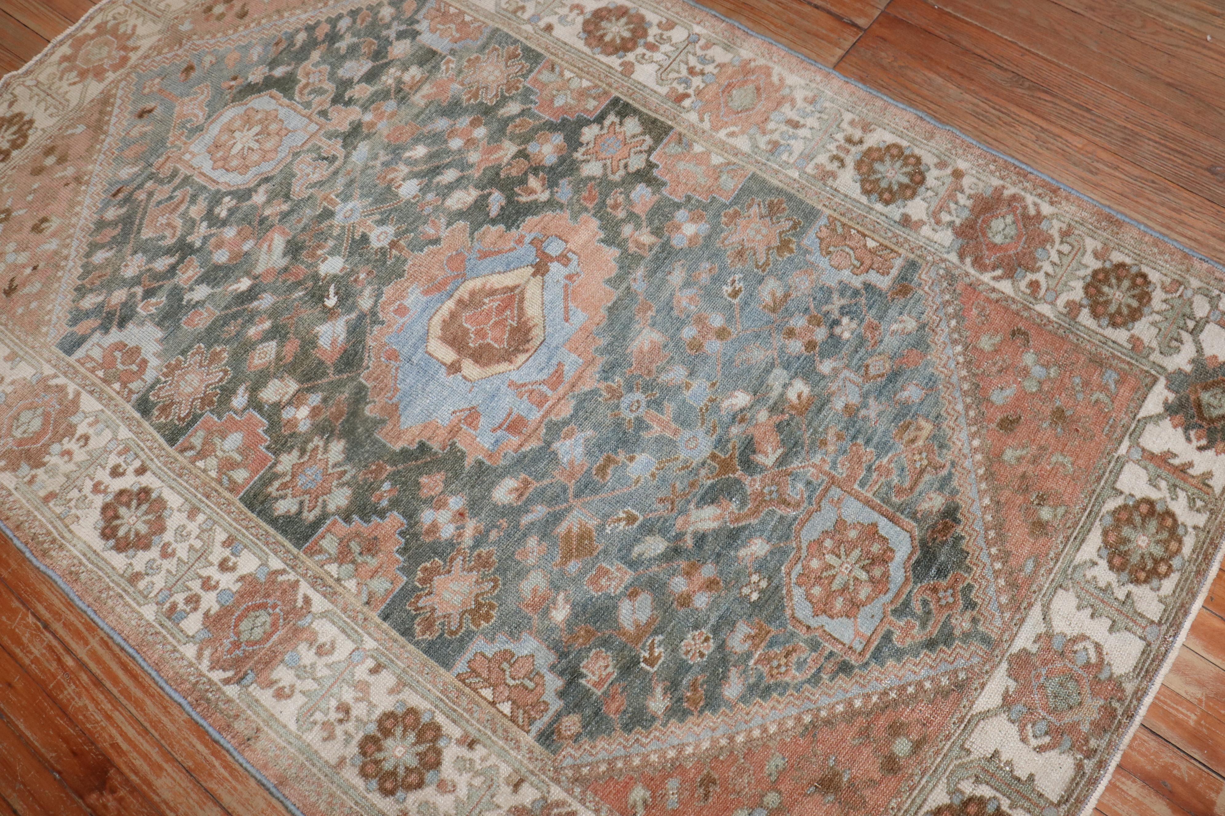 Wool Zabihi Collection Persian Malayer Accent Rug For Sale