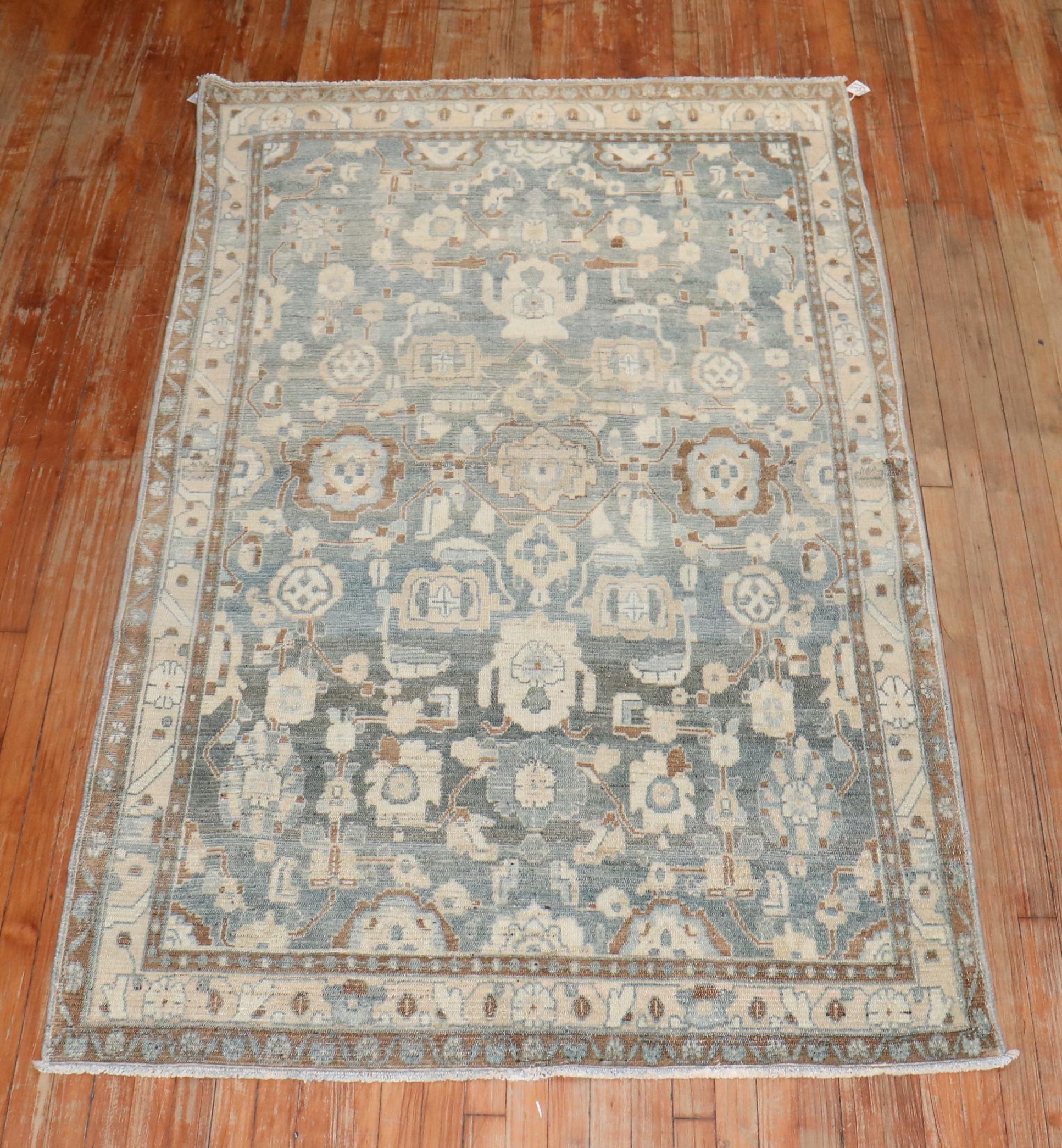 Zabihi Collection Persian Malayer Blue Accent Rug For Sale 1