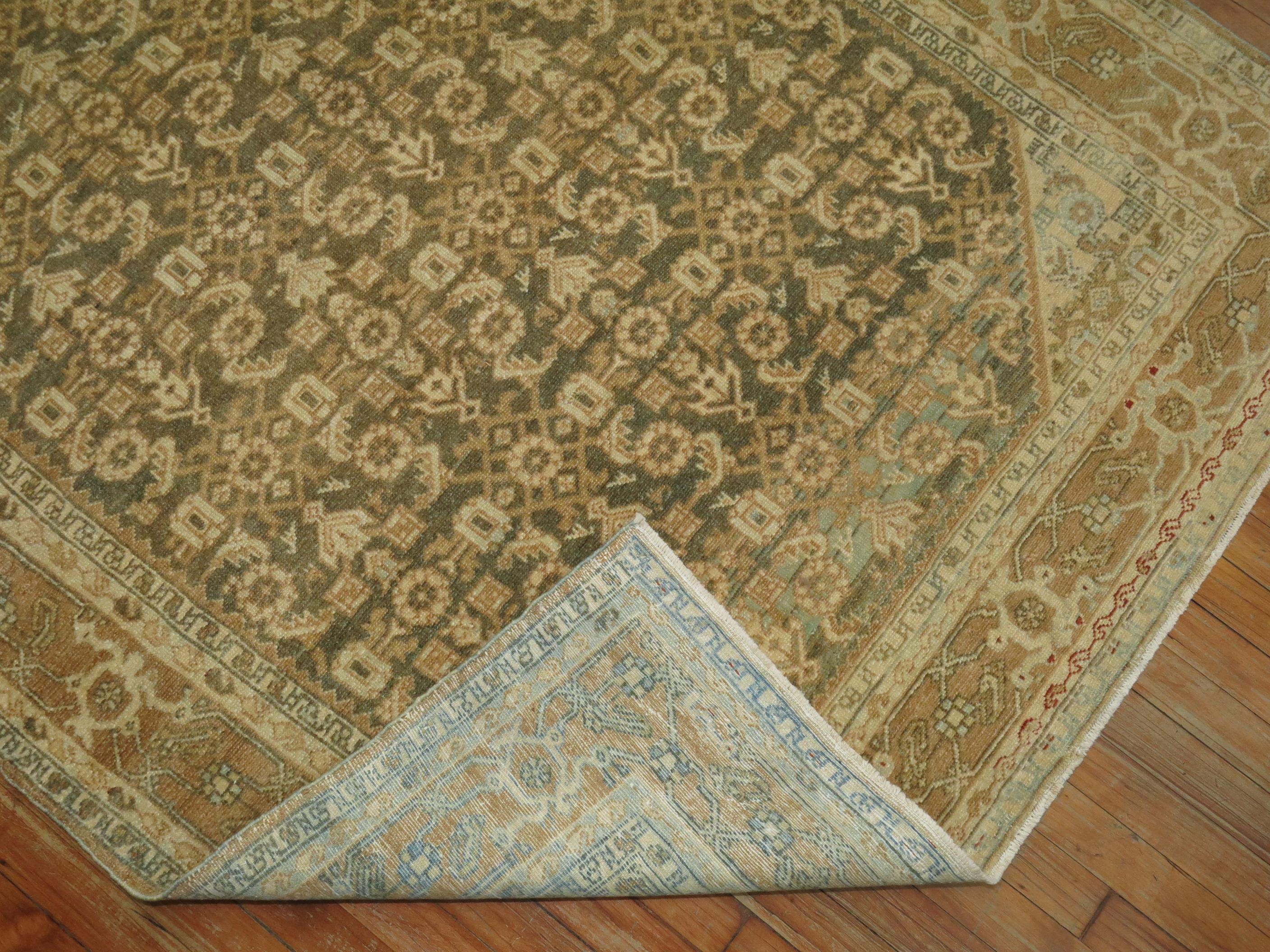 Tessuto a mano Tappeto persiano Malayer colore terra di Zabihi Collection'S in vendita