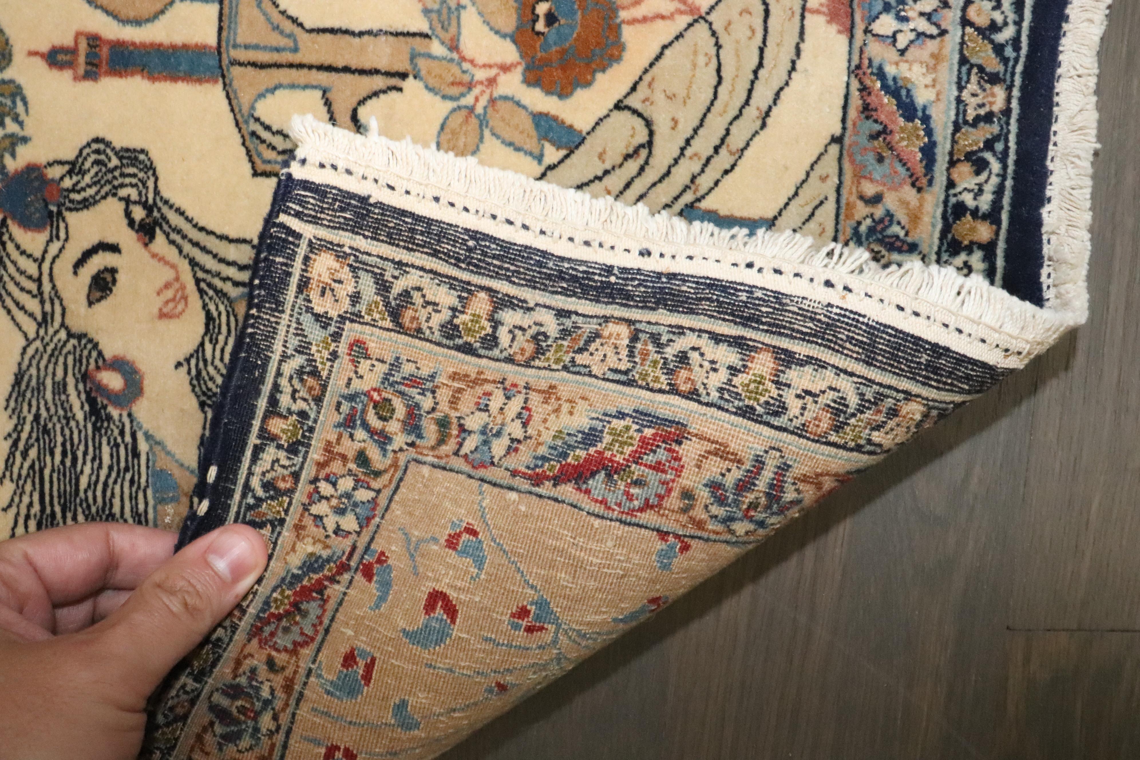 Alfombra Persa Nain Pictórica Dama con Banjo Colección Zabihi Tejido a mano en venta