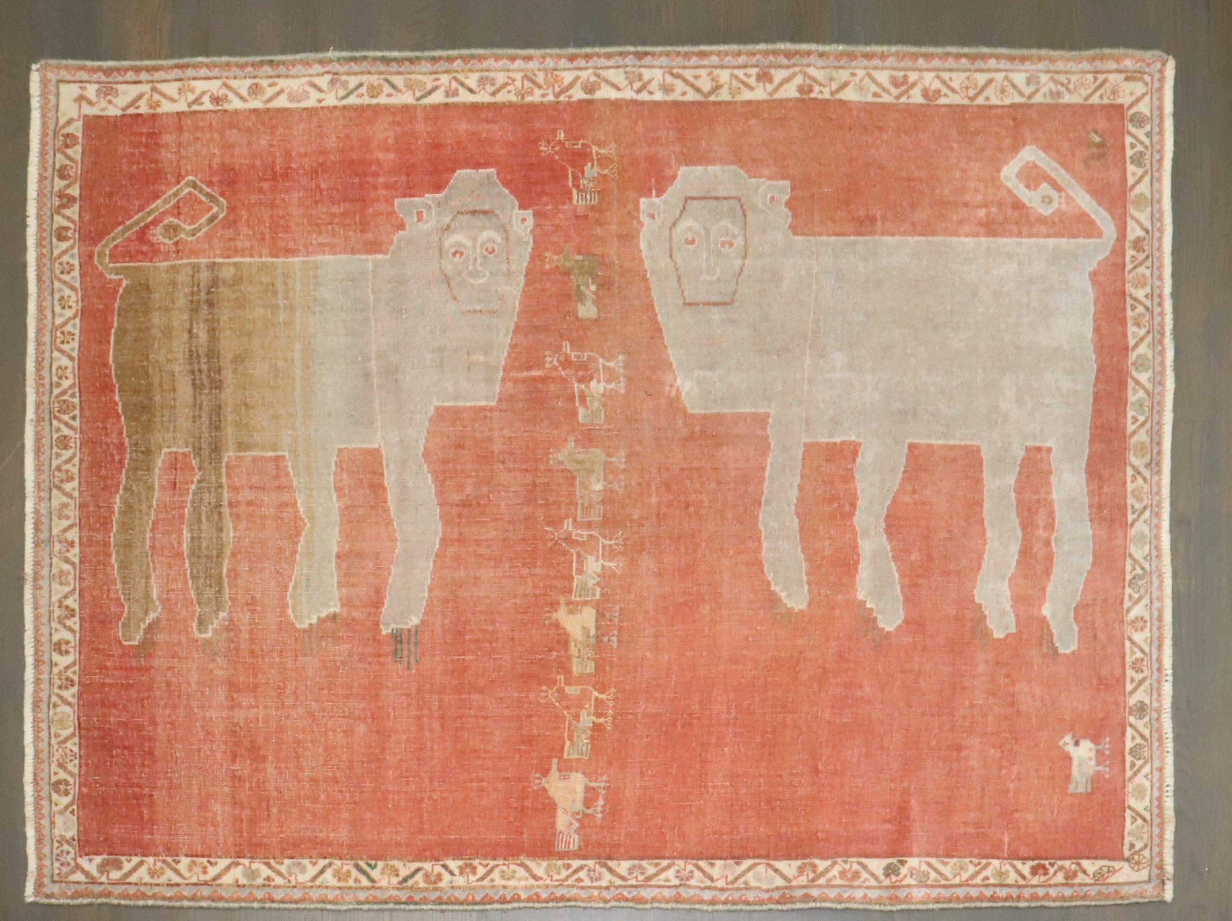 Zabihi Collection Persian Pictorial Animal Gabbeh Rug In Good Condition For Sale In New York, NY